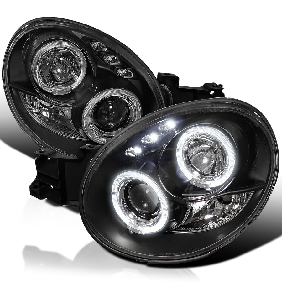 Dual Halo Projector Headlights Black SPEC-D TUNING Compatible with 2002-2003 Subaru Impreza, Left + Right Pair Headlamps Assembly