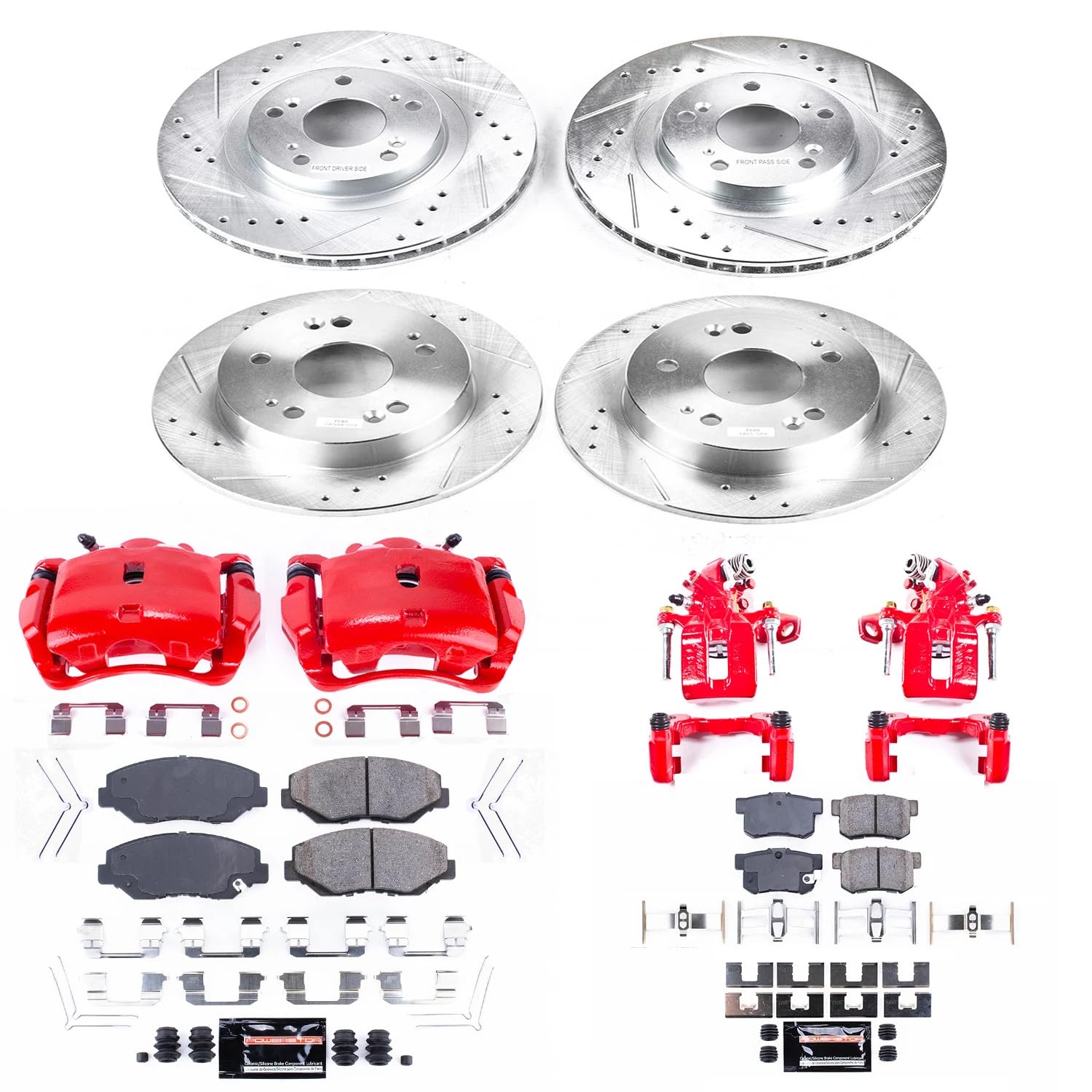 Power Stop Z23 KC6327 Evolution Sport Brake Upgrade Kit with Powder Coated Calipers- Front & Rear For Acura ILX 2013-2015, Honda Civic 2012-2015 [Model Specific]