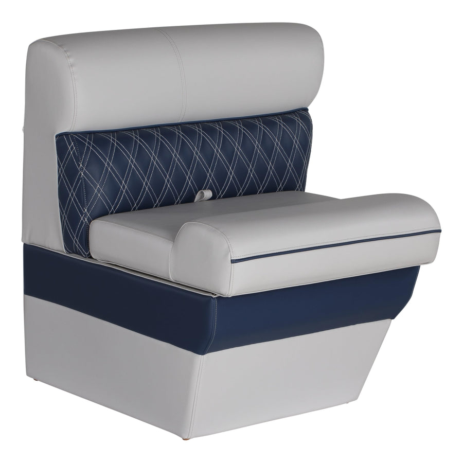 Sunset Collection Lippert 24" Angled Pontoon Bench Seat, Fits Against Helm Station, Contoured Foam Cushioning, Durable Marine-Grade Vinyl, Dry Storage, Poly Frame, 24"L x 28"W x 30"H - 2024021166