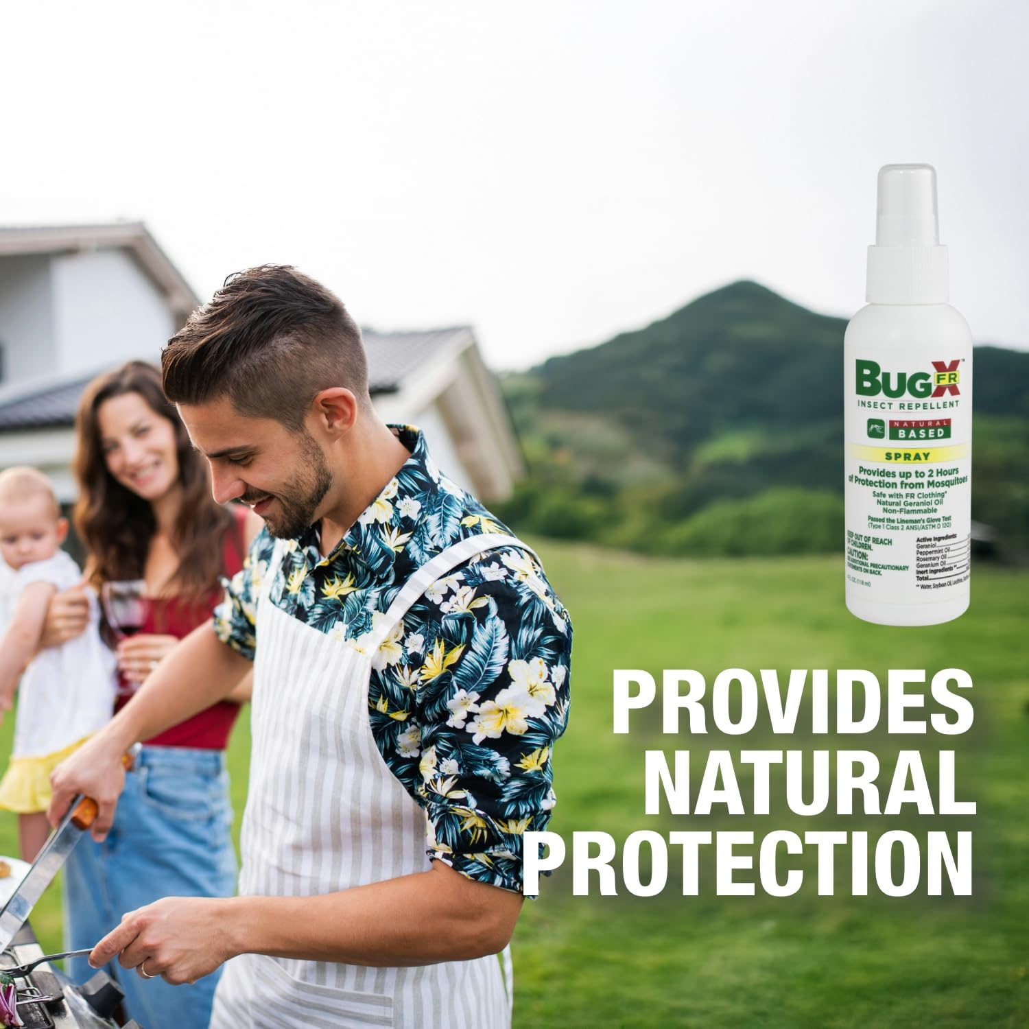 Bug X FR CoreTex DEET-Free Insect Repellent Spray - 2oz Bottle of Natural Geranium Oil to Protect Against Mosquitos - Travel Size Bug Repellent Spray Bottle