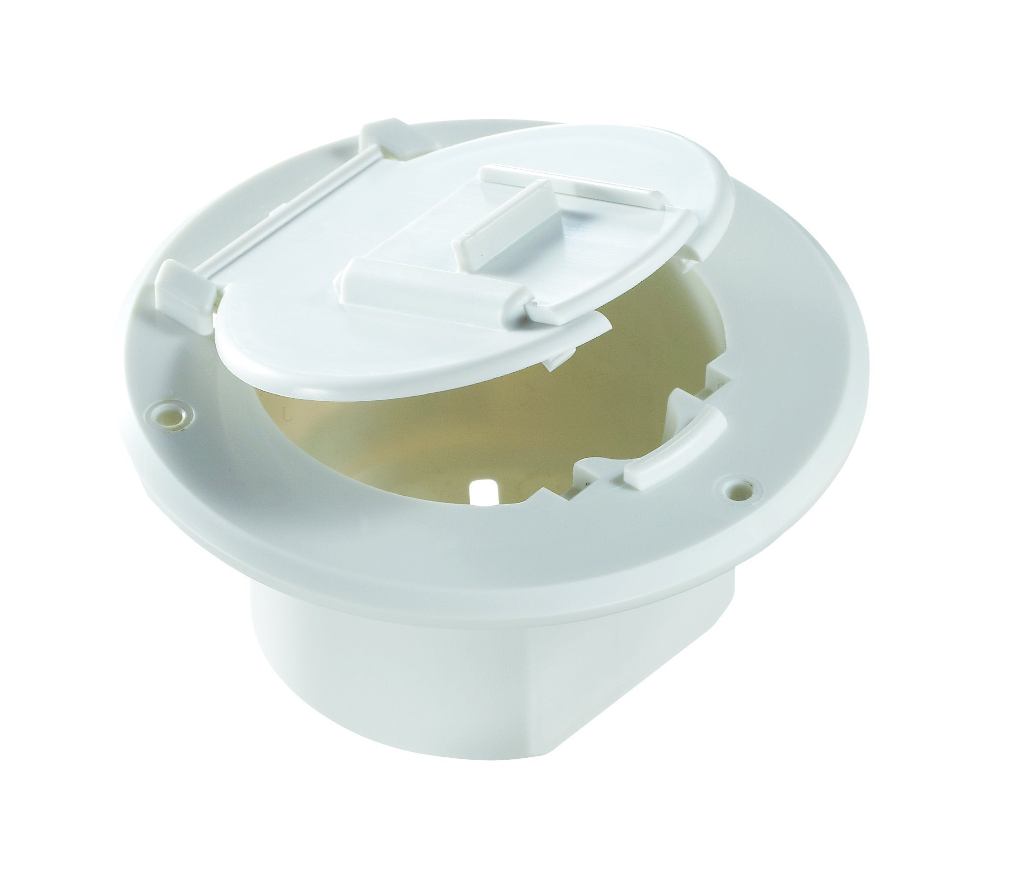Round Electrical Cable Hatch RV Designer B120, Basic, Replaceable Lid, 4.3 inch Diameter, Polar White