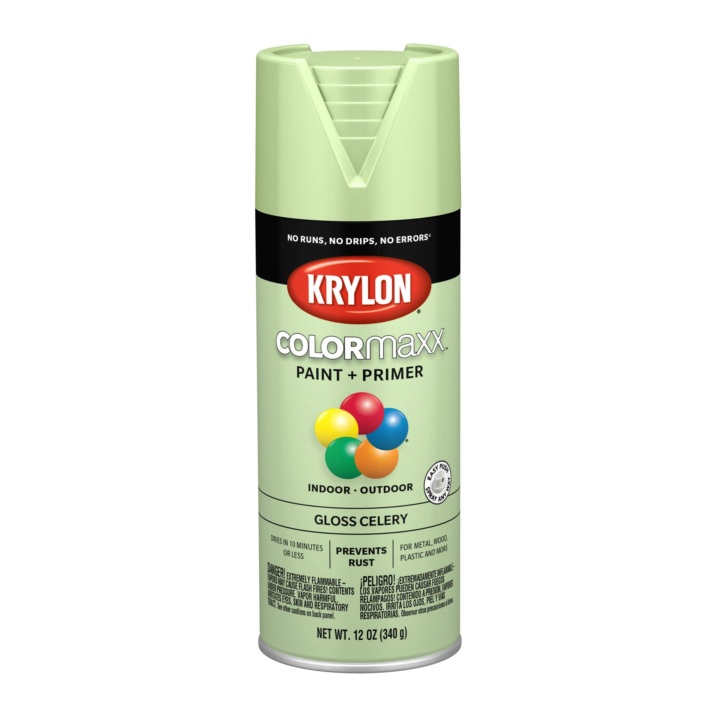 Krylon K05510007 Spray Paint and Primer COLORmaxx for Indoor/Outdoor Use, Gloss Celery Green