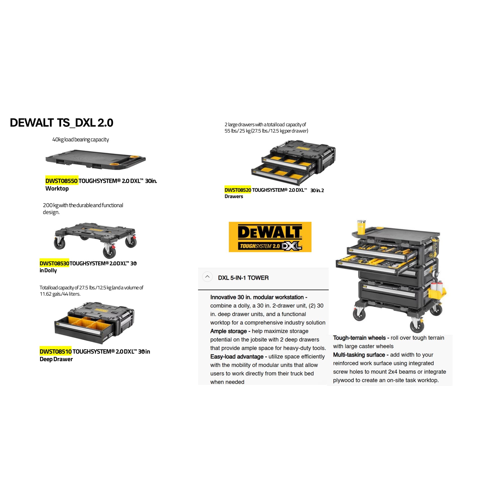 TOUGHSYSTEM 2.0 DEWALT DXL Working Top (DWST08550)