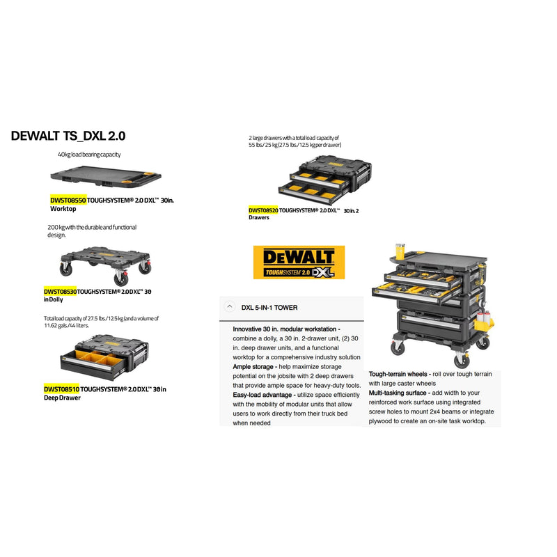 TOUGHSYSTEM 2.0 DEWALT DXL Working Top (DWST08550)