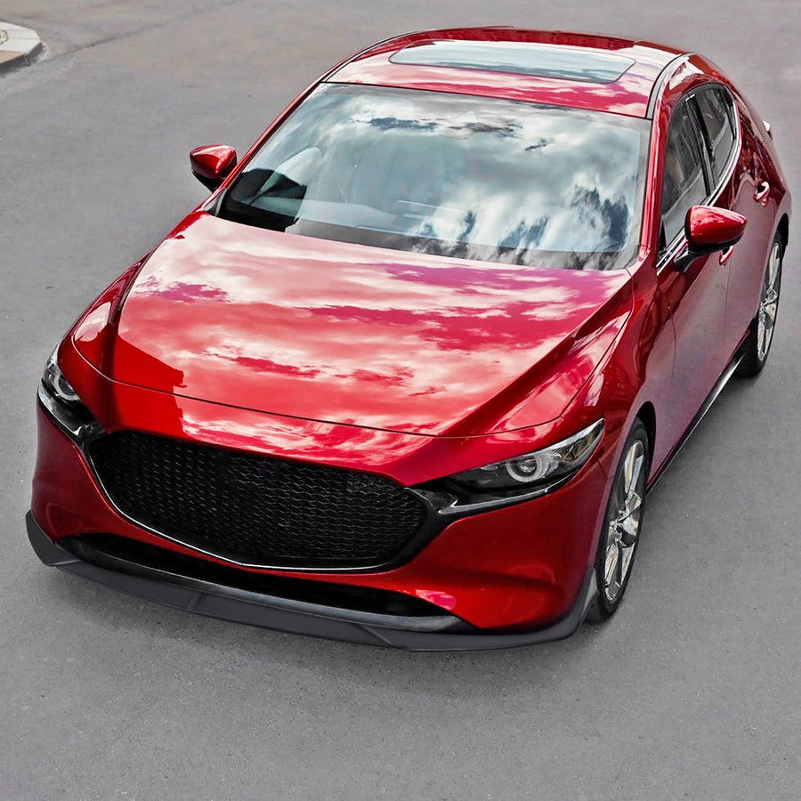 Matte Black Spec-D Tuning Front Bumper Lip Spoiler Splitter Body Kit 3PC Compatible with 2019-2020 Mazda 3