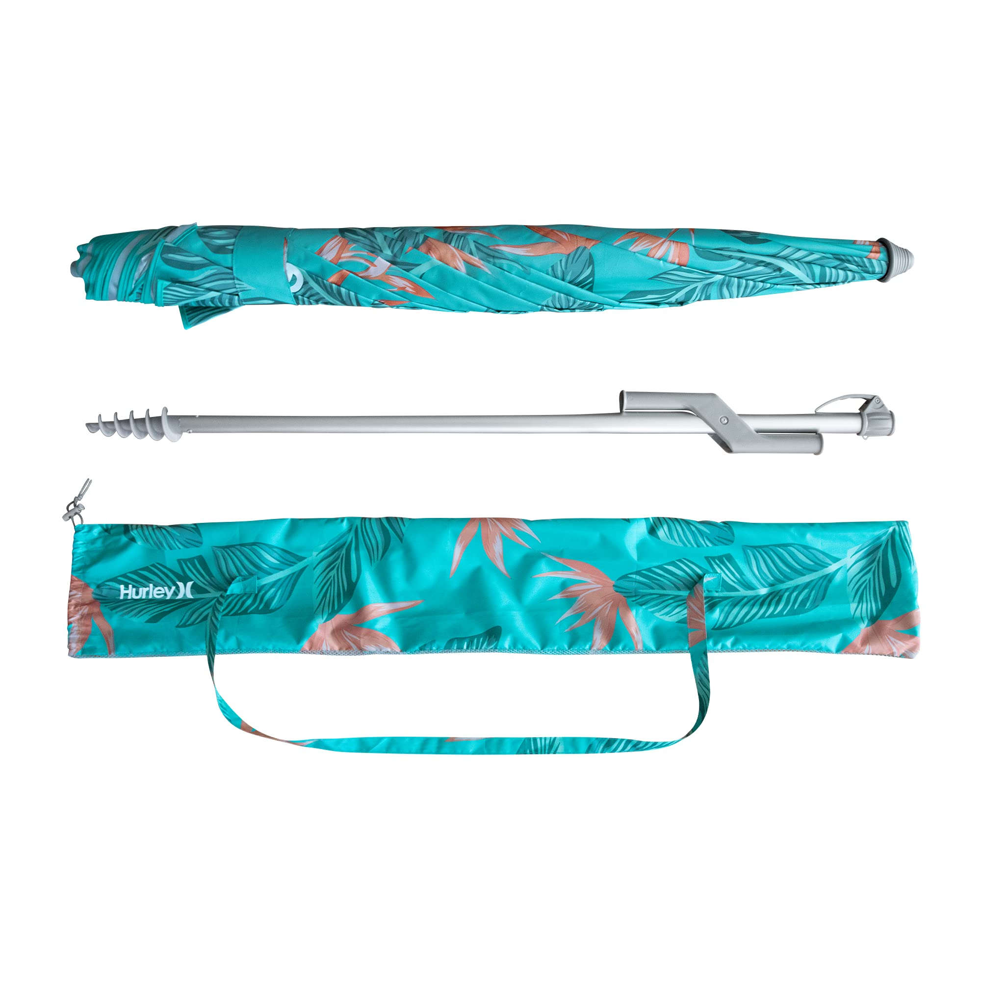 7' Hurley Beach Umbrella, State Beach Aqua