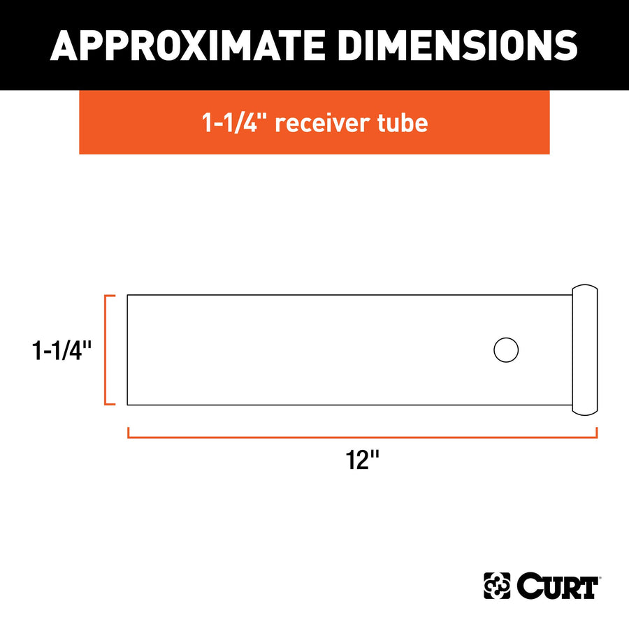 CURT 1-1/4-Inch x 12-Inch Weld-On Raw Steel Trailer Hitch Receiver Tube 49512