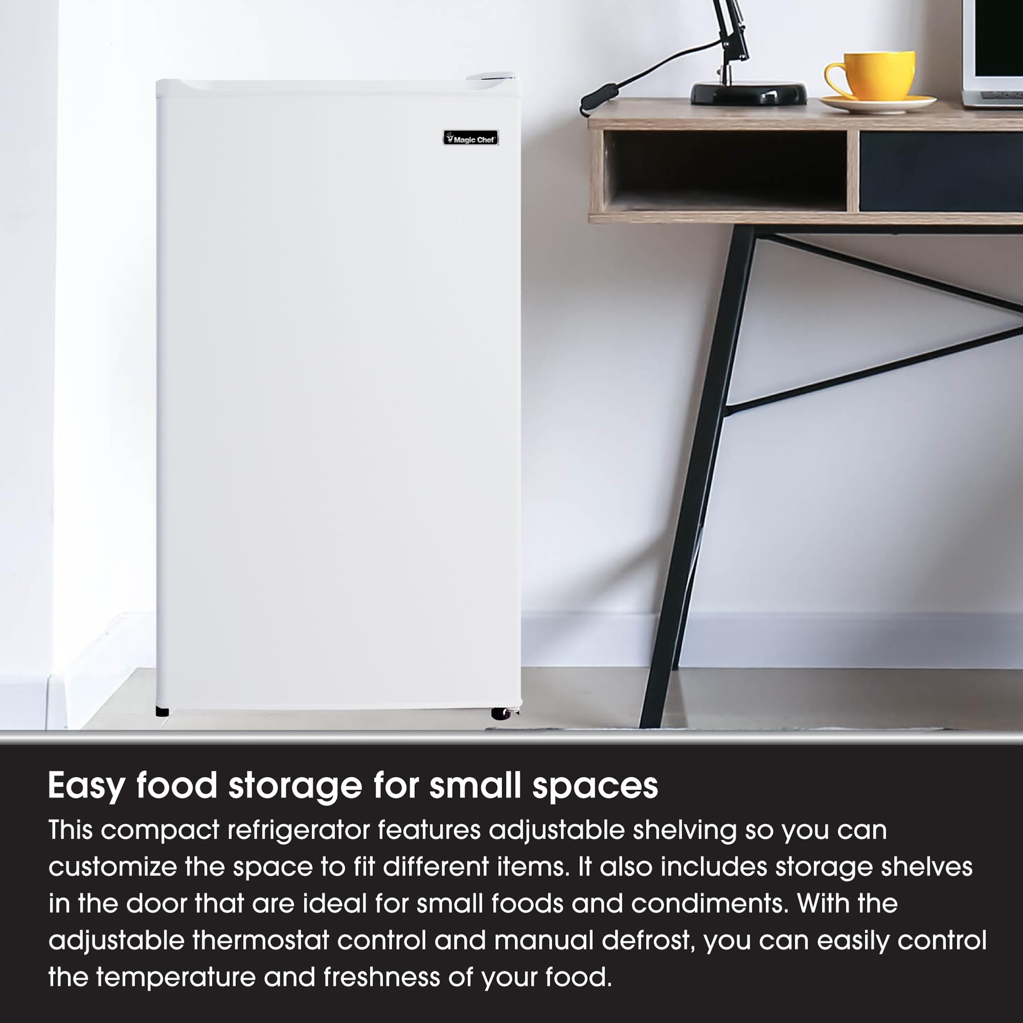 3.5 cu. ft. Magic Chef Mini Fridge in White with Interior Freezer Section
