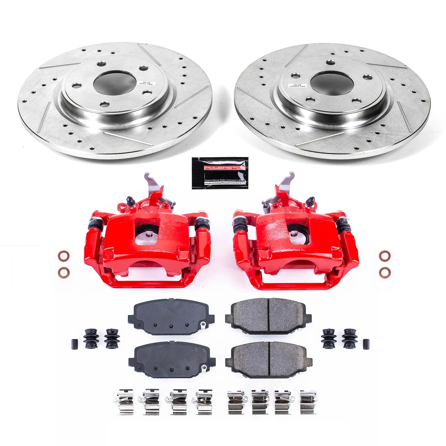 Power Stop Z23 Daily Driver KC5961B Rear Brake Caliper Kit-Drilled/Slotted Rotor, Brake Pads & Calipers For Dodge Journey 2012-2020 [Model Specific]