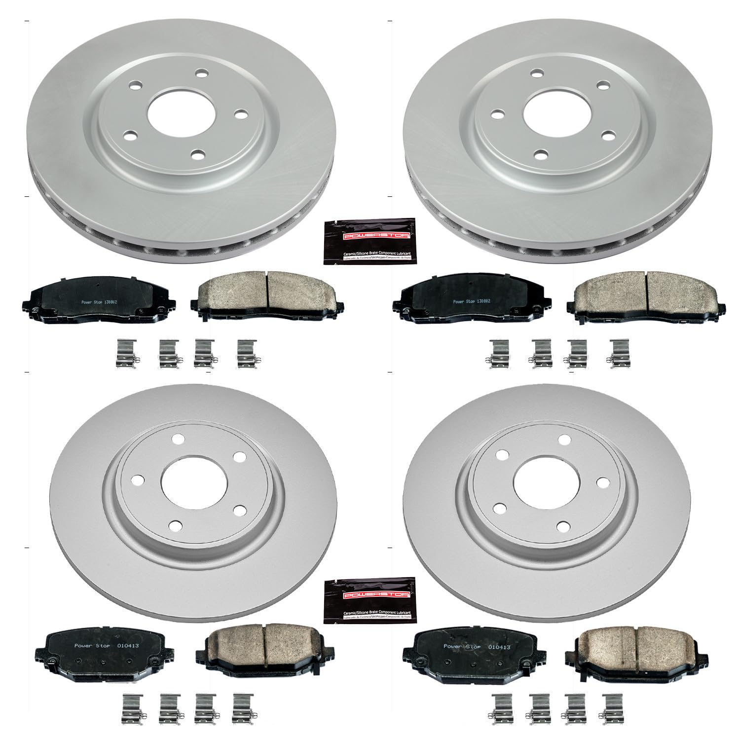 Power Stop CRK5960 Brake Kit For Town Country Grand Caravan Journey C/V Routan and Rear Coated Brake Rotors Ceramic Brake Pads