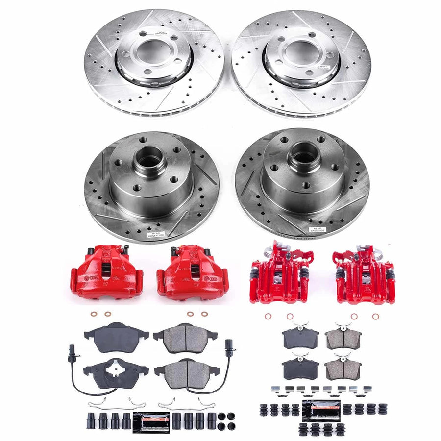 Power Stop Z23 KC2825 Evolution Sport Front & Rear Brake Caliper Kit- Brake Rotors, Brake Pads and Brake Calipers For Audi A4 1999-2001 [Model Specific]
