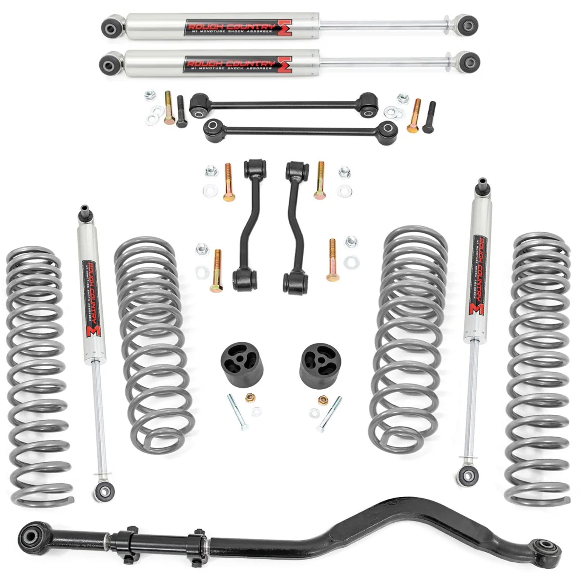 3.5" Lift Kit Rough Country with M1 Monotube Shocks for Jeep Gladiator JT (2024-2025) - OEM Tuned Coil Springs, Fits up to 37" Tires
