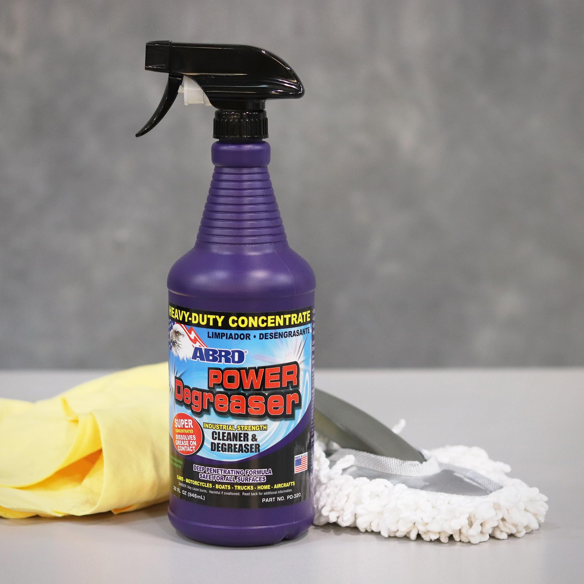 Heavy Duty ABRO Power Degreaser, High Performance Multifunctional Auto Engine Degreaser for Quick and Easy Removal of Grease, Oil, Dirt &Grime, Engine Cleaner & Car Metal Cleaner, 32 oz