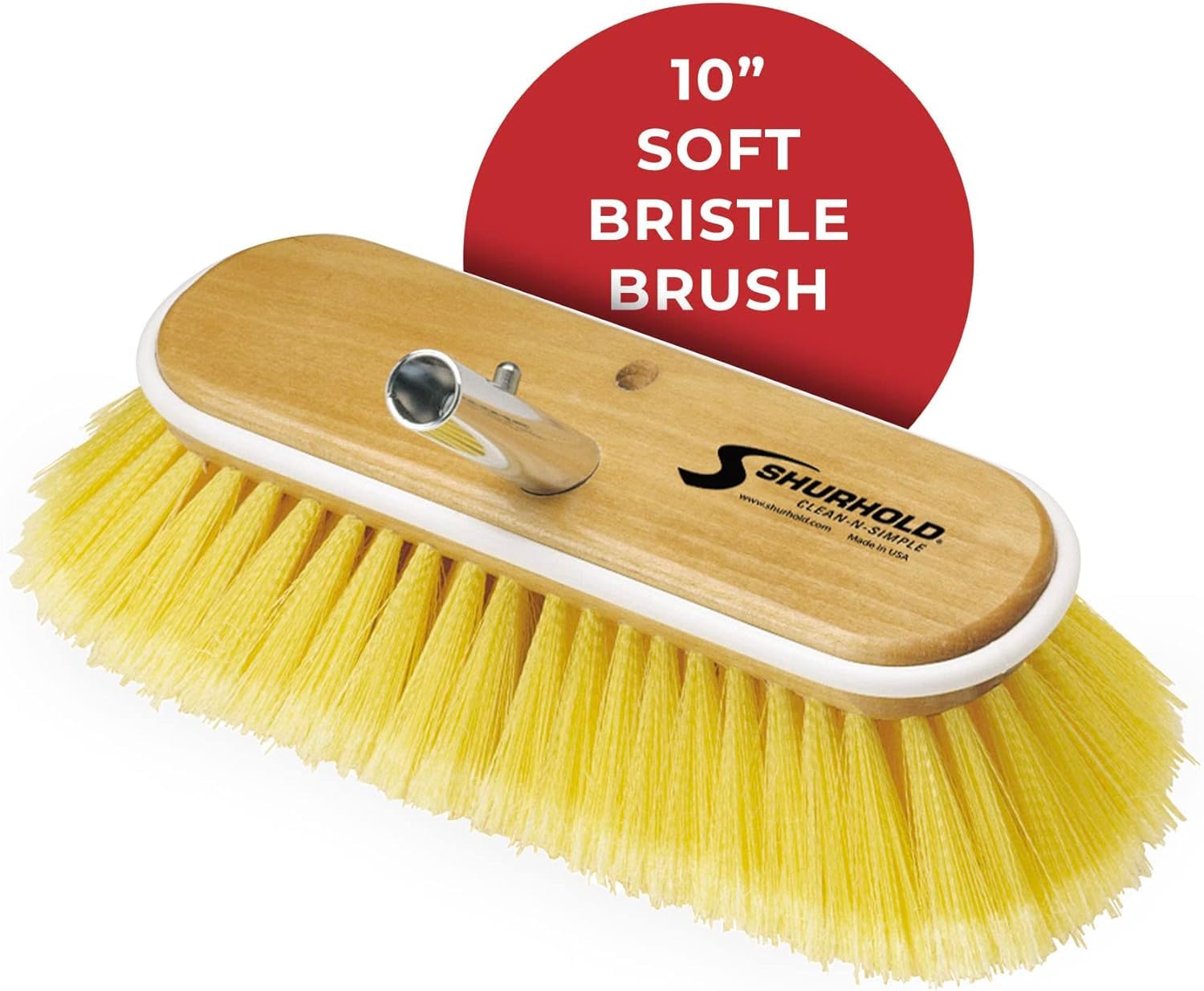 10 Inch Shurhold 980 Soft Bristle Brush, Deck Brush with Yellow Polystyrene Bristles