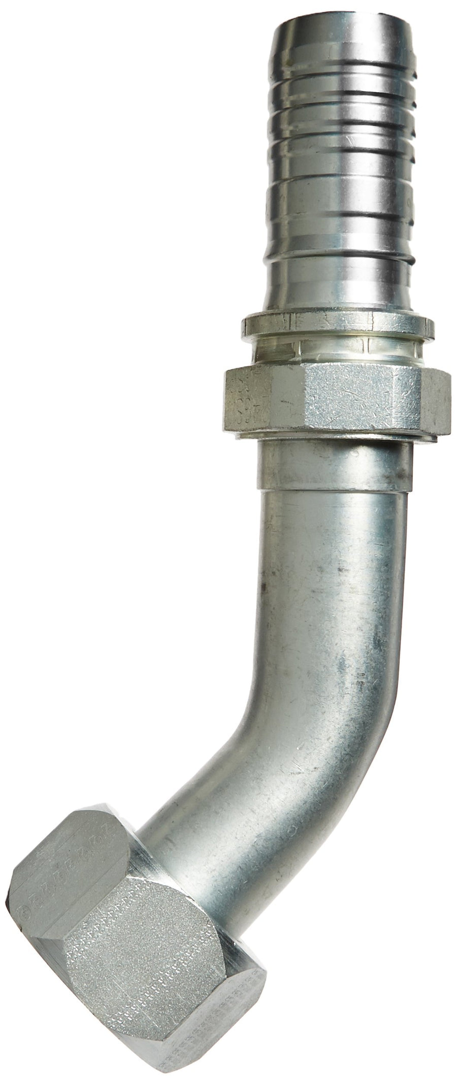 GlobalSpiral Gates 24GSP-24FJX45-050 Couplings, Female JIC 37° Flare Swivel, Zinc Plated Carbon Steel, 9.17", 45° Bent Tube, 1 1/2" ID