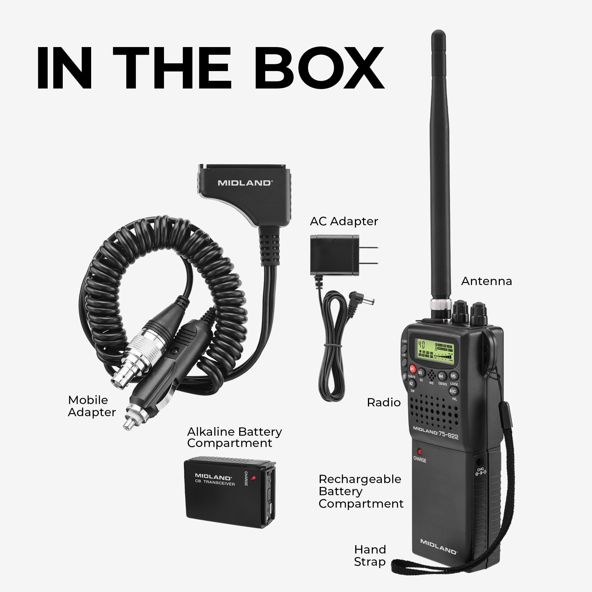 Midland Handheld 75-822 CB Radio & Mobile CB Radio – Walkie Talkie with 40 Channels, NOAA Weather Alerts, Long Range, Compatible with CB Antennas