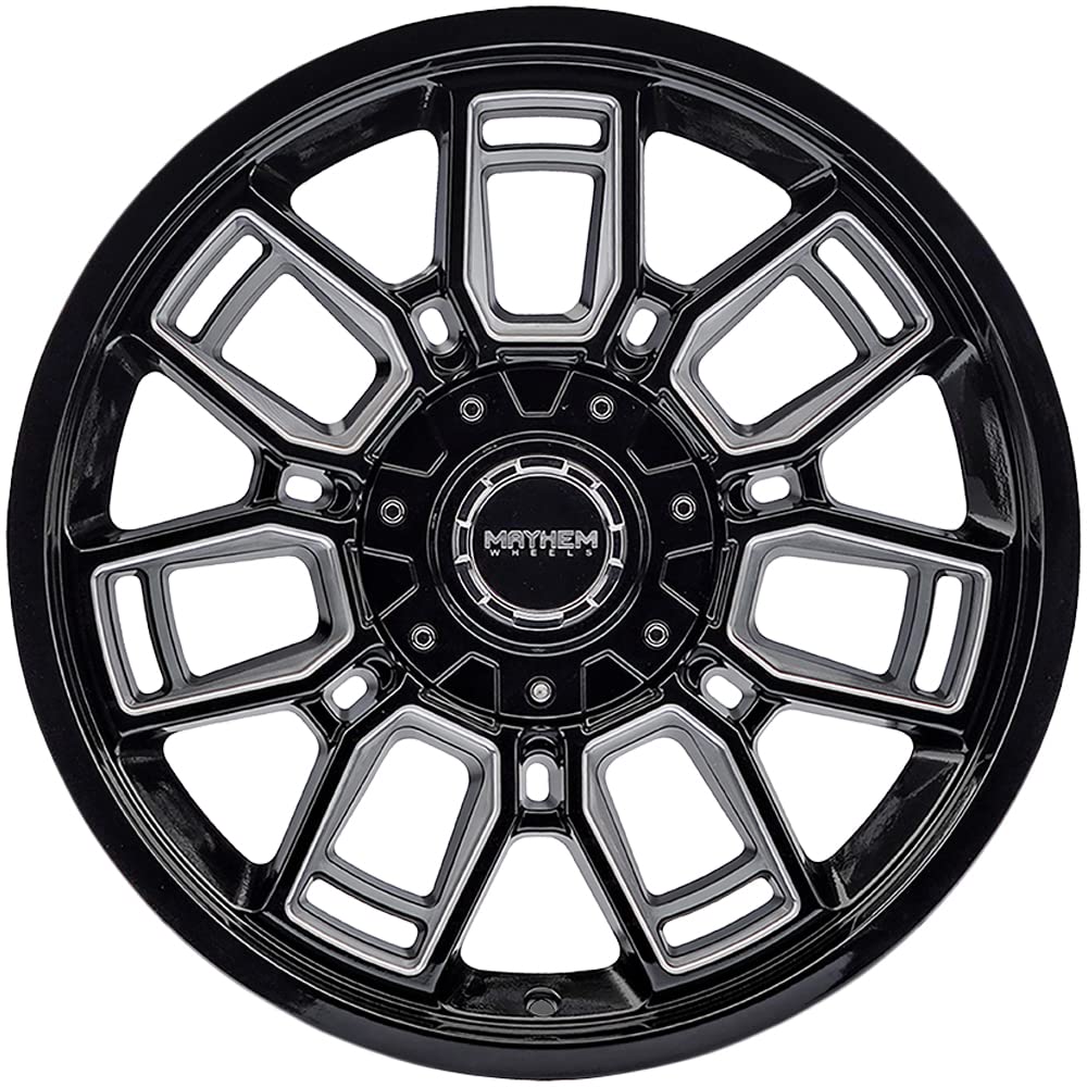 Ordinance Mayhem 8118 Black Wheel with Gloss Milled (20 x 9. inches /6 x 135 mm, 0 mm Offset)