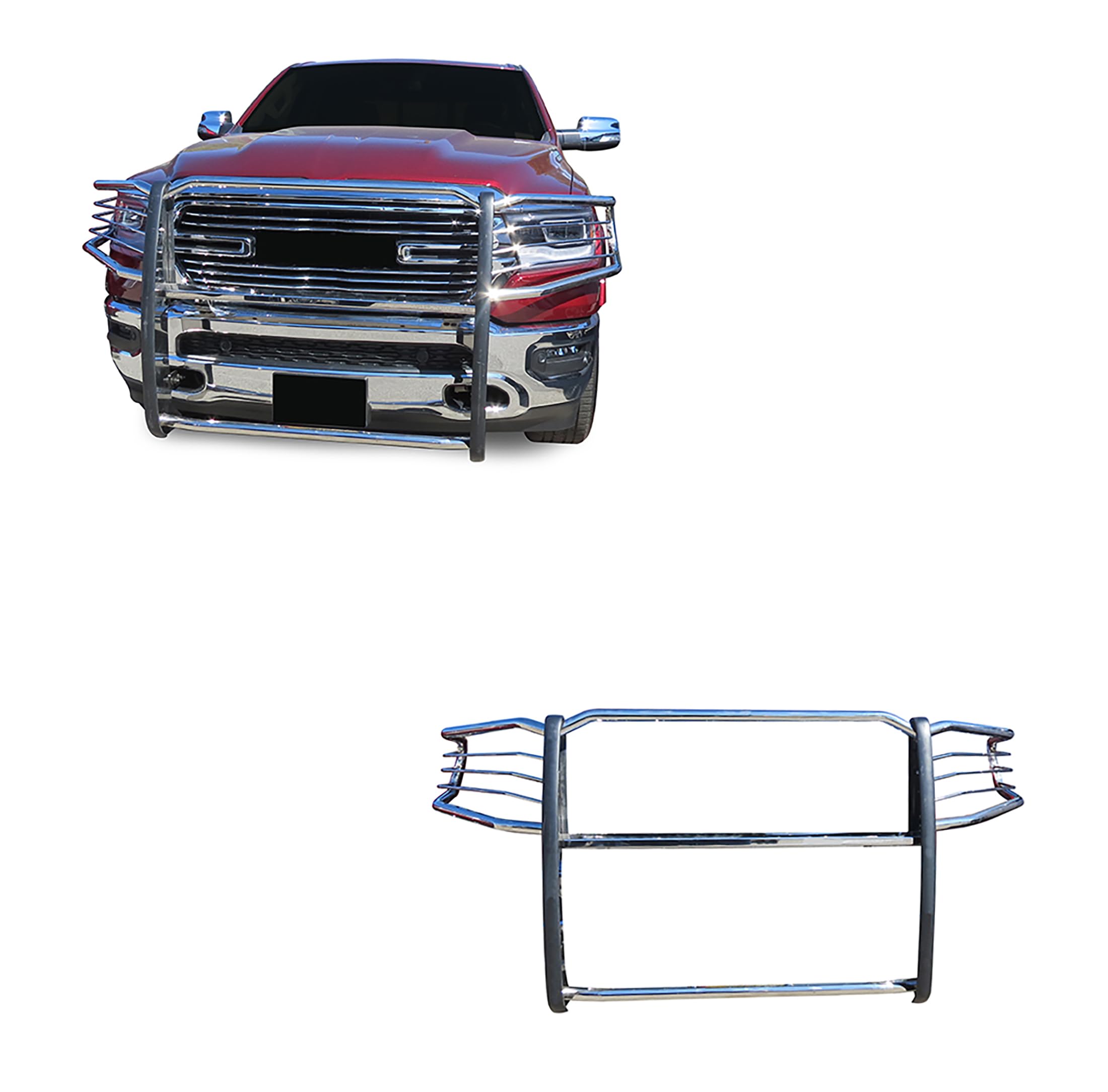 Bumper Guard Modular SS Black Horse Grille brush Compatible with 19-24 Ram 1500(Excl. Rebel & TRX trims, 19-24 Ram 1500 Classic and 20-22 Ram 1500 Diesel models)-17DG111MSS