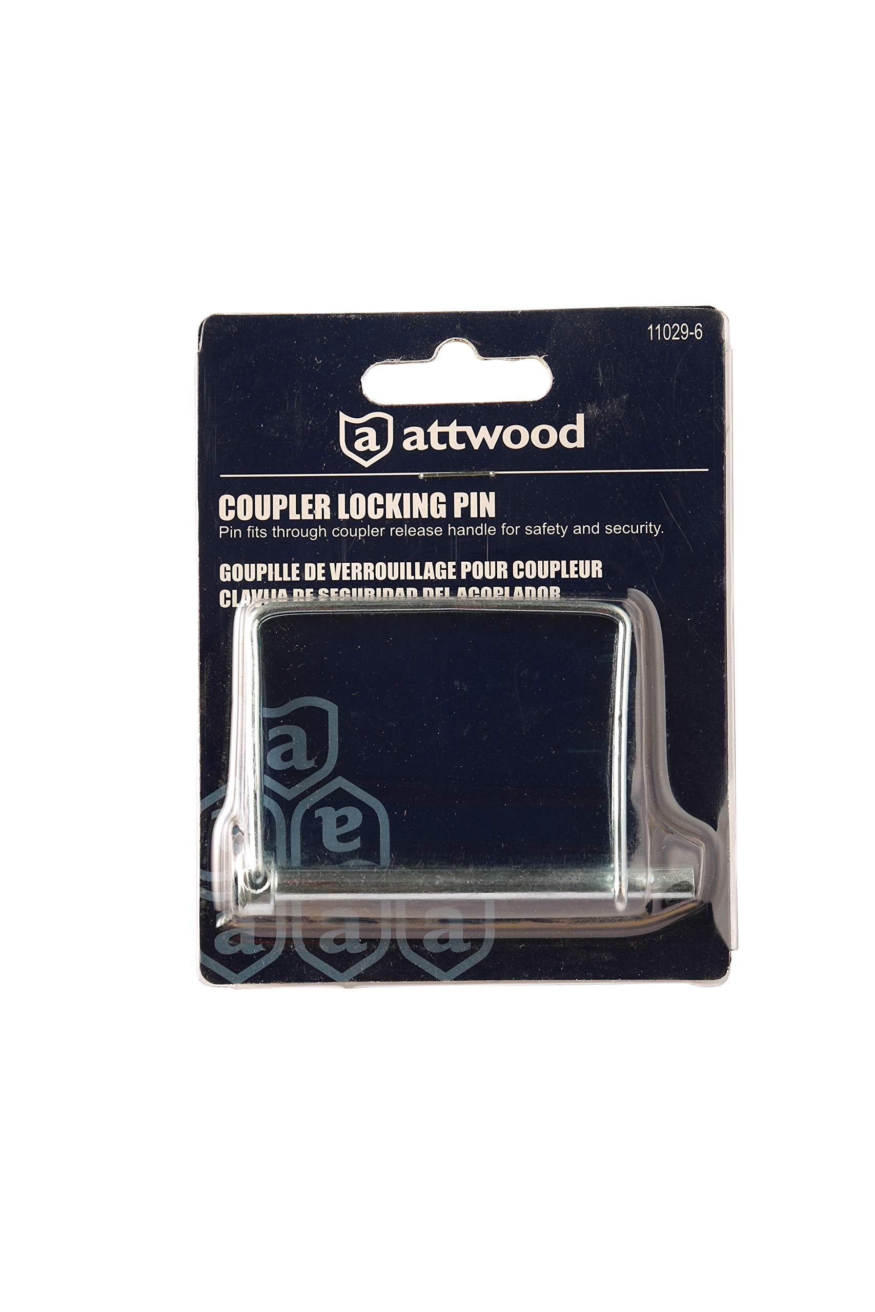 Zinc-Plated Steel Attwood 11029-6 Boat Trailer Safety Coupler Locking Pin