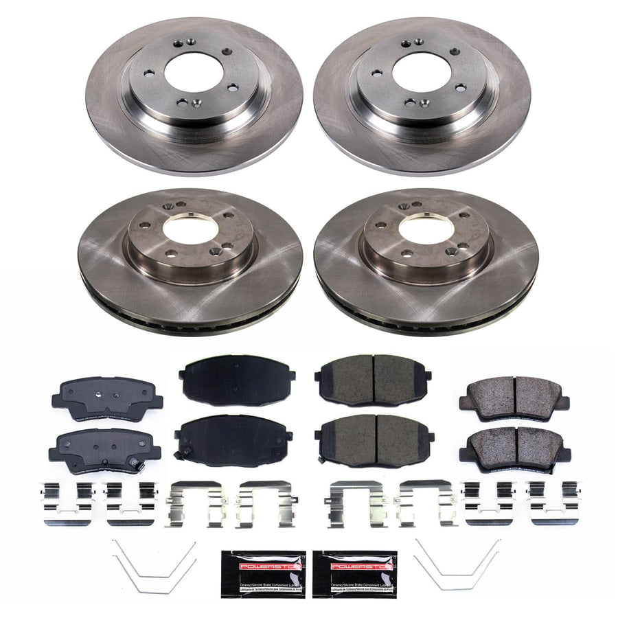 Power Stop Front and Rear KOE9140 Brake Pads and Rotors Stock Replacement Brake Kit Autospecialty For Kia Forte 2022 [Application Specific]