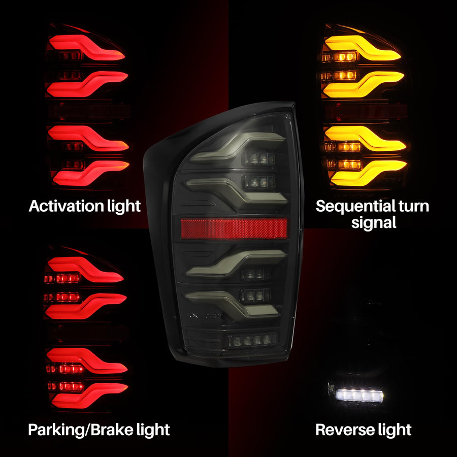 For 16-23 Tacoma Alpharex LUXX-Series LED Tail Lights Alpha-Black