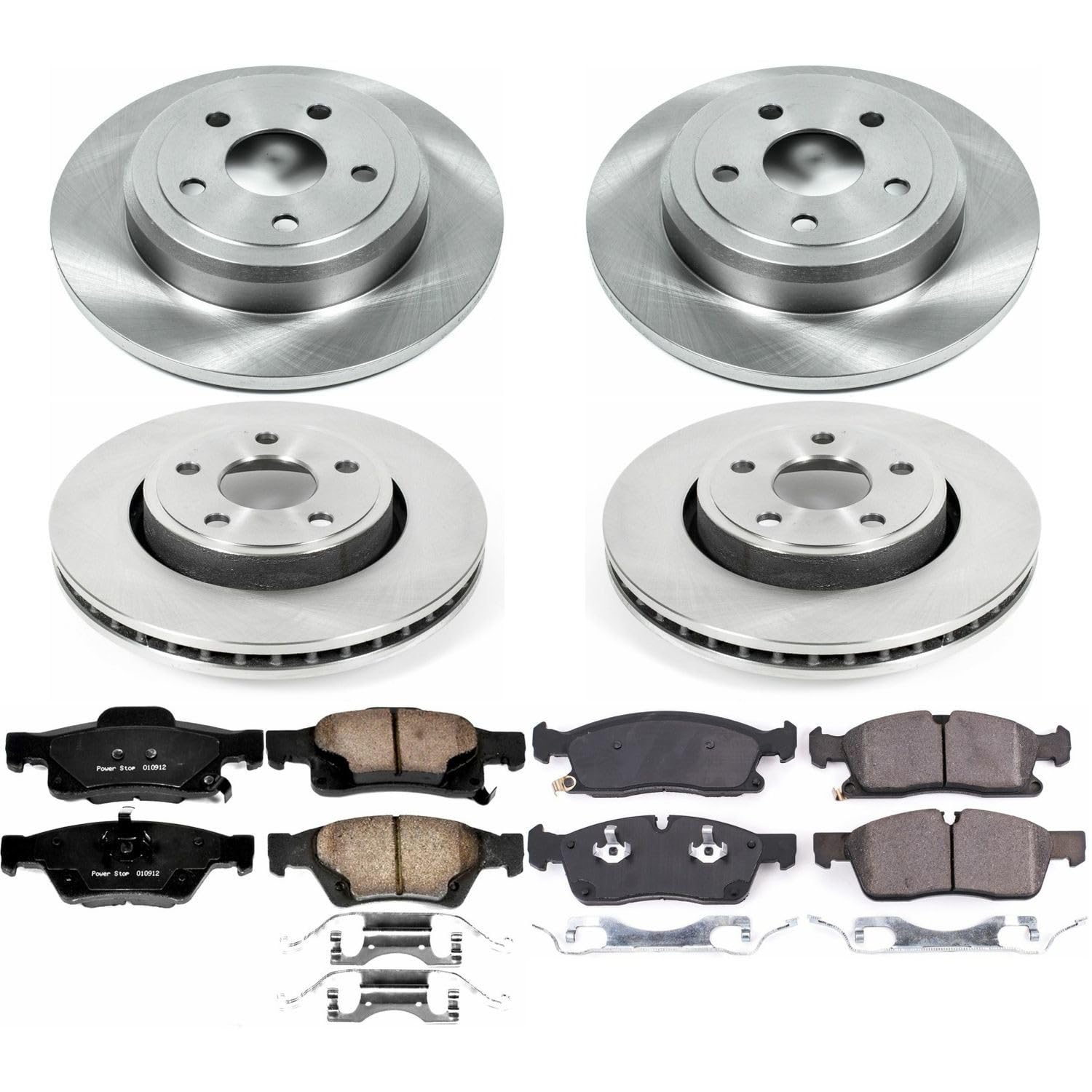 Power Stop KOE7413 Front and Rear Replacement Brake Kit-OE Brake Rotors & Ceramic Brake Pads For 2017 2018 2019 2020 Jeep Grand Cherokee