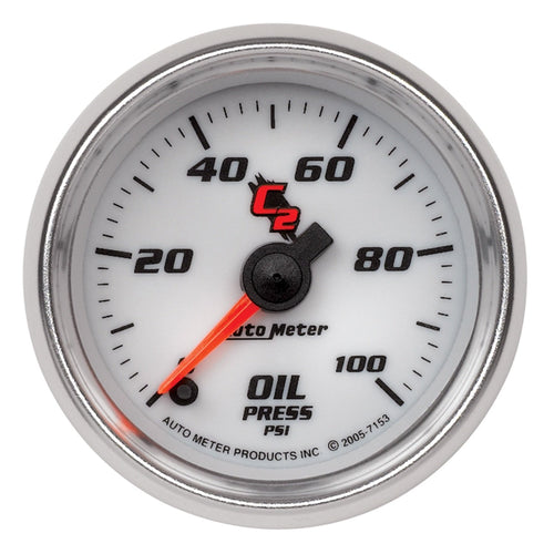 C2 Auto Meter 7153 2-1/16" 0-100 PSI Full Sweep Electric Oil Pressure Gauge