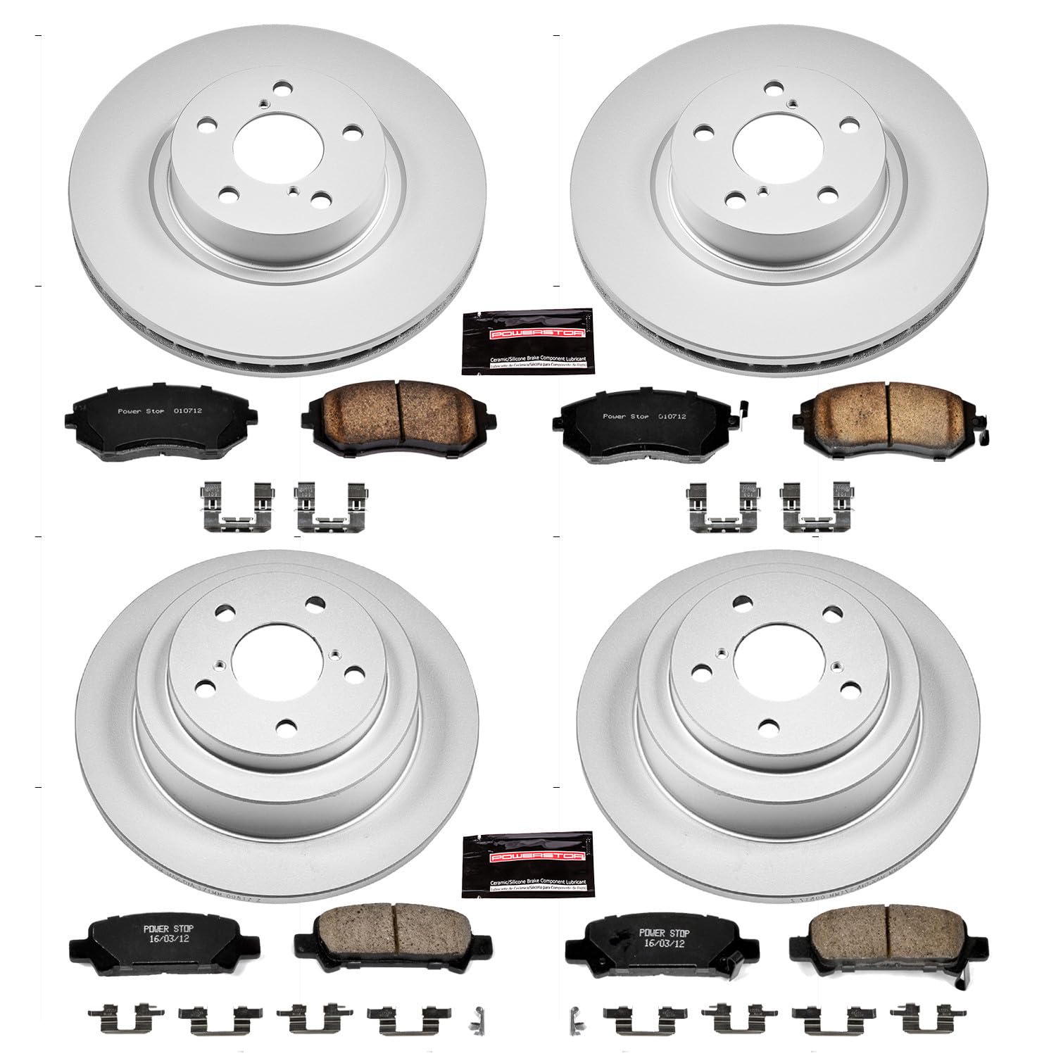 Power Stop CRK6109 Brake Rotor & Coated Ceramic Brake Pads- front & rear For Subaru Impreza 2002-2003 [Model Specific]