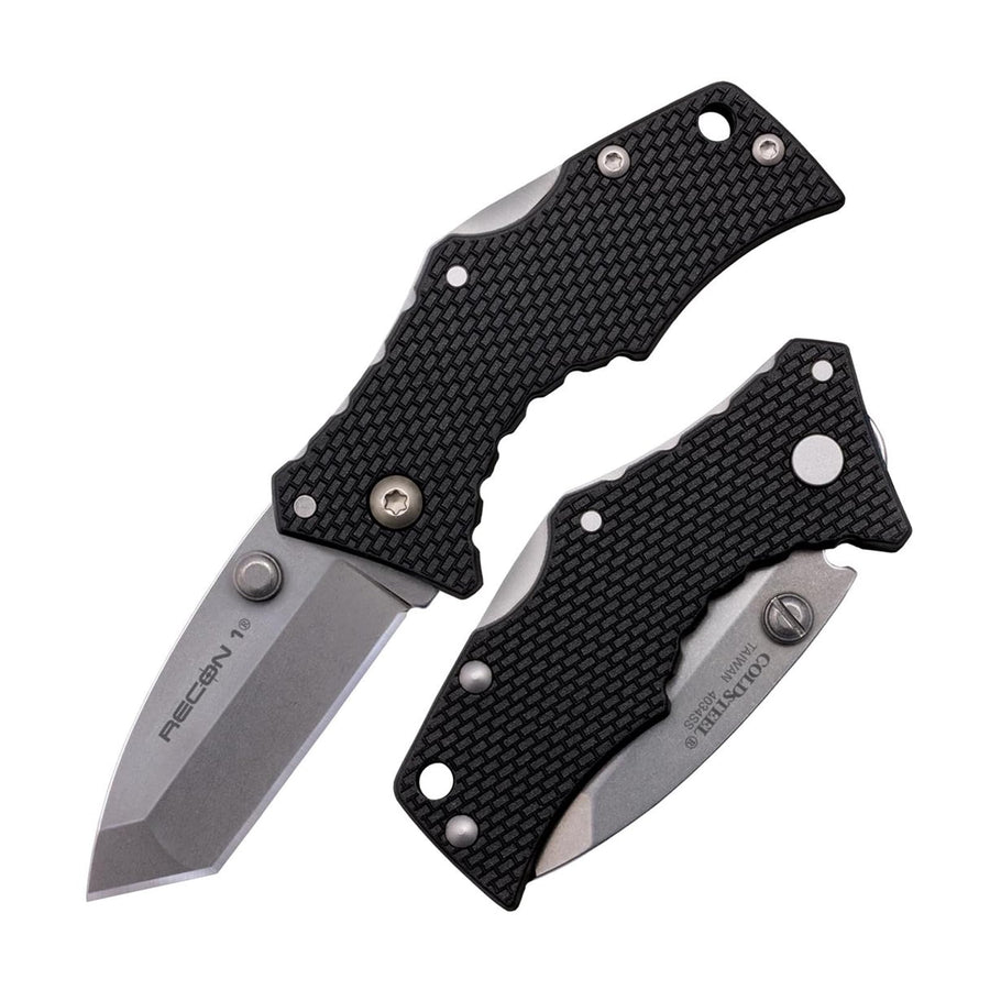 Micro Recon 1 Cold Steel 2" 4034SS Tanto Point Blade 2.375" Griv-Ex Handle Folding Knife w/Tri-Ad Lock, Ambidextrous Pocket/Belt Clip