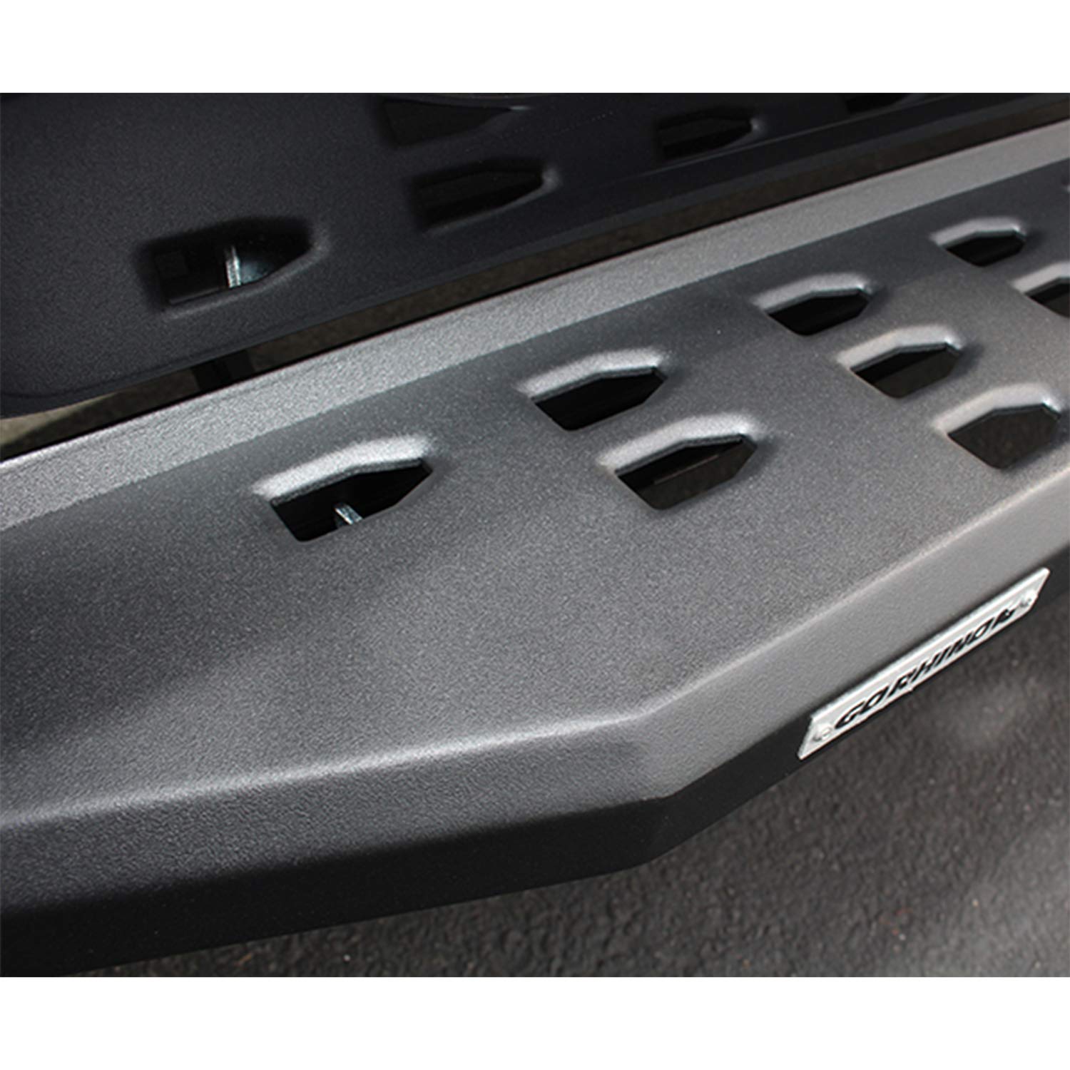 RB20 Running Boards & Brackets Go Rhino | Galvanized Steel, Textured Black | 69441687PC | Fits 2007-2021 Toyota Tundra Crew Max Pickup