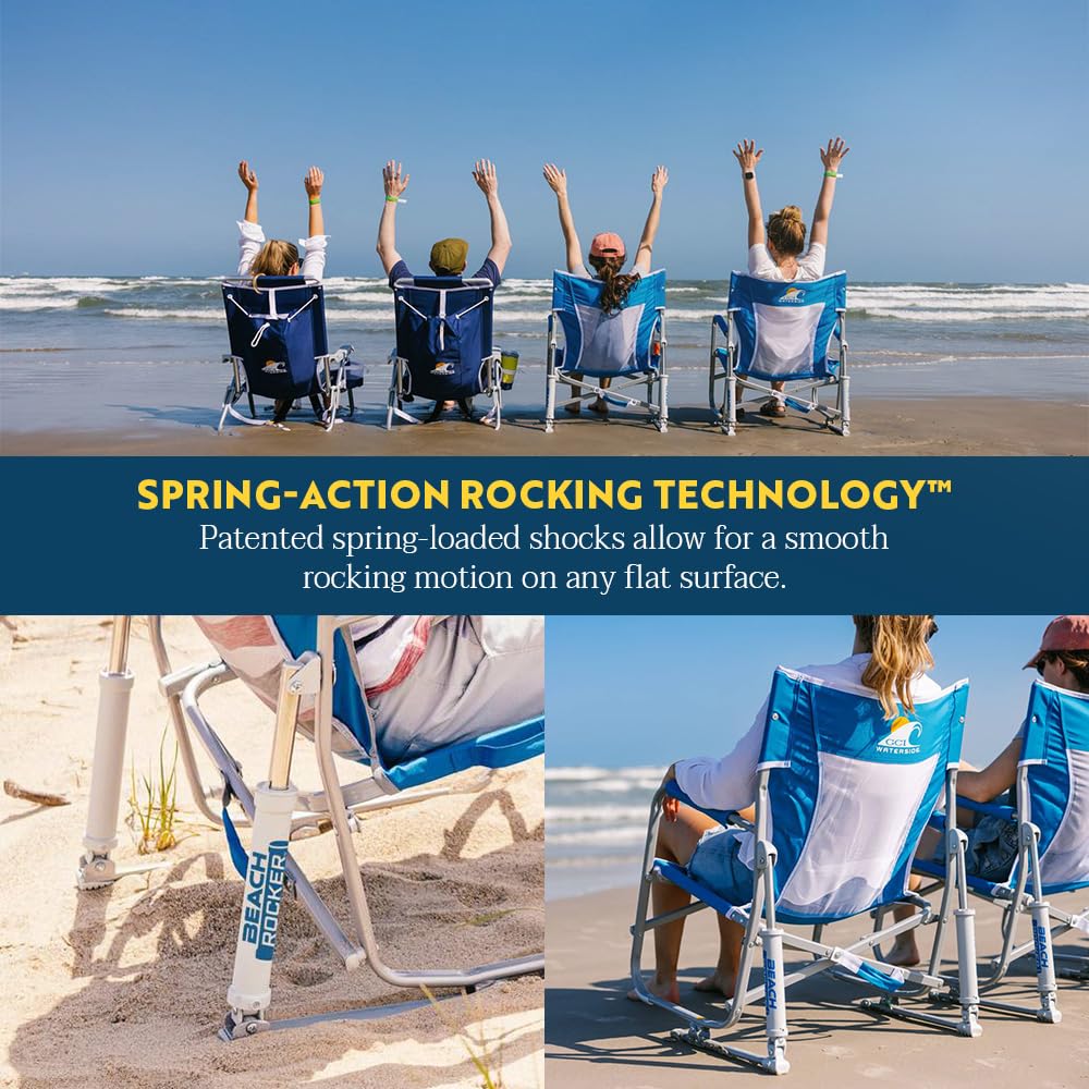 GCI Outdoor Beach Rocker Folding Waterside Chair & Portable Rocking Chair, Saybrook Blue