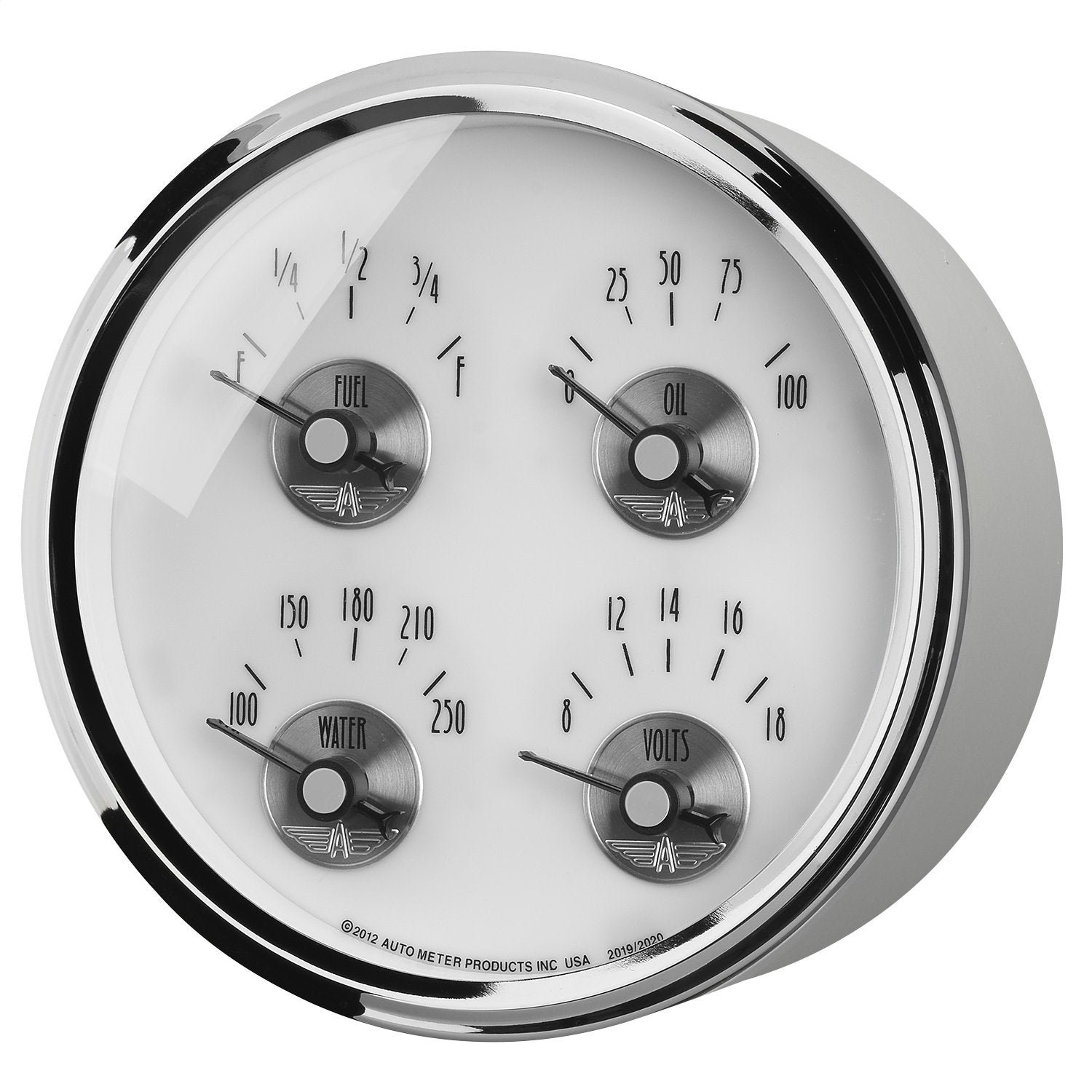 Auto Meter Prestige Pearl 2019 5" Electric Fuel Level Gauge (100 PSI/100-250 Degree F/8-18V/240 Ohm E-33 Ohm F, 127mm)