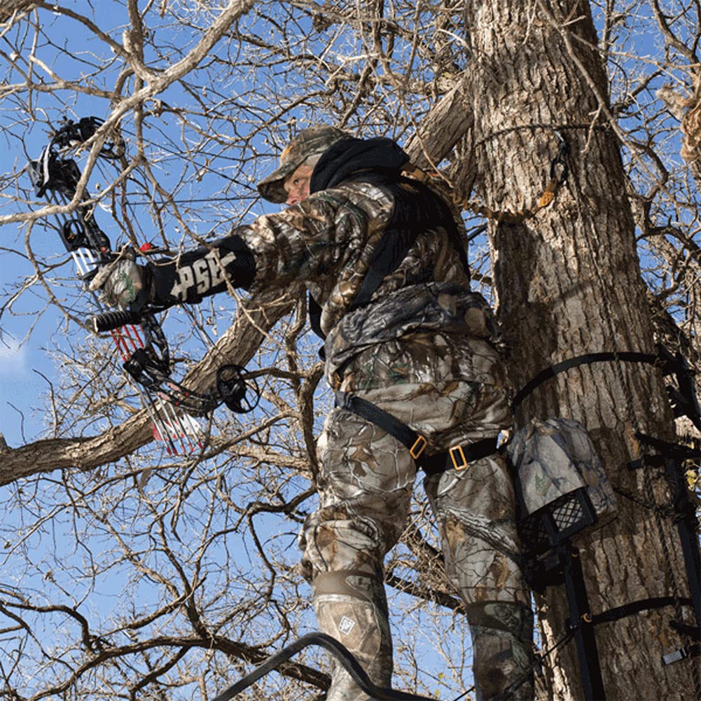 Muddy Tree Stand Hunting Safety Systems Lightweight Padded Nylon Quick-Release Crossover Harness Combo, Large