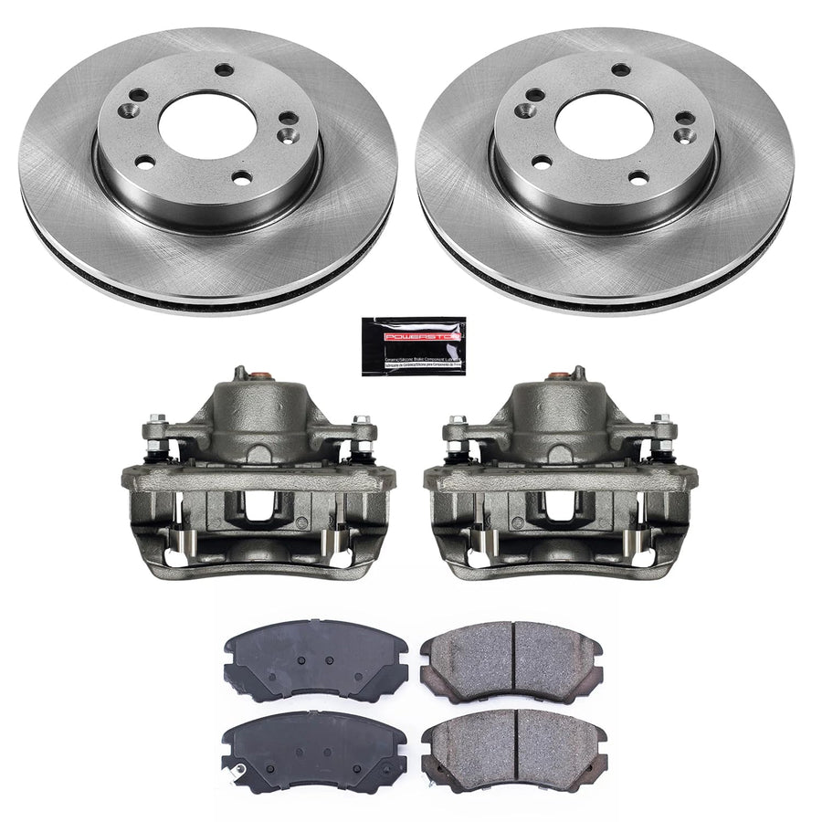 Power Stop KCOE6309 Replacement Autospeciality Front Caliper Kit- OE Rotors, Ceramic Brake Pads, Calipers For Kia Soul 2010-2011 [Model Specific]