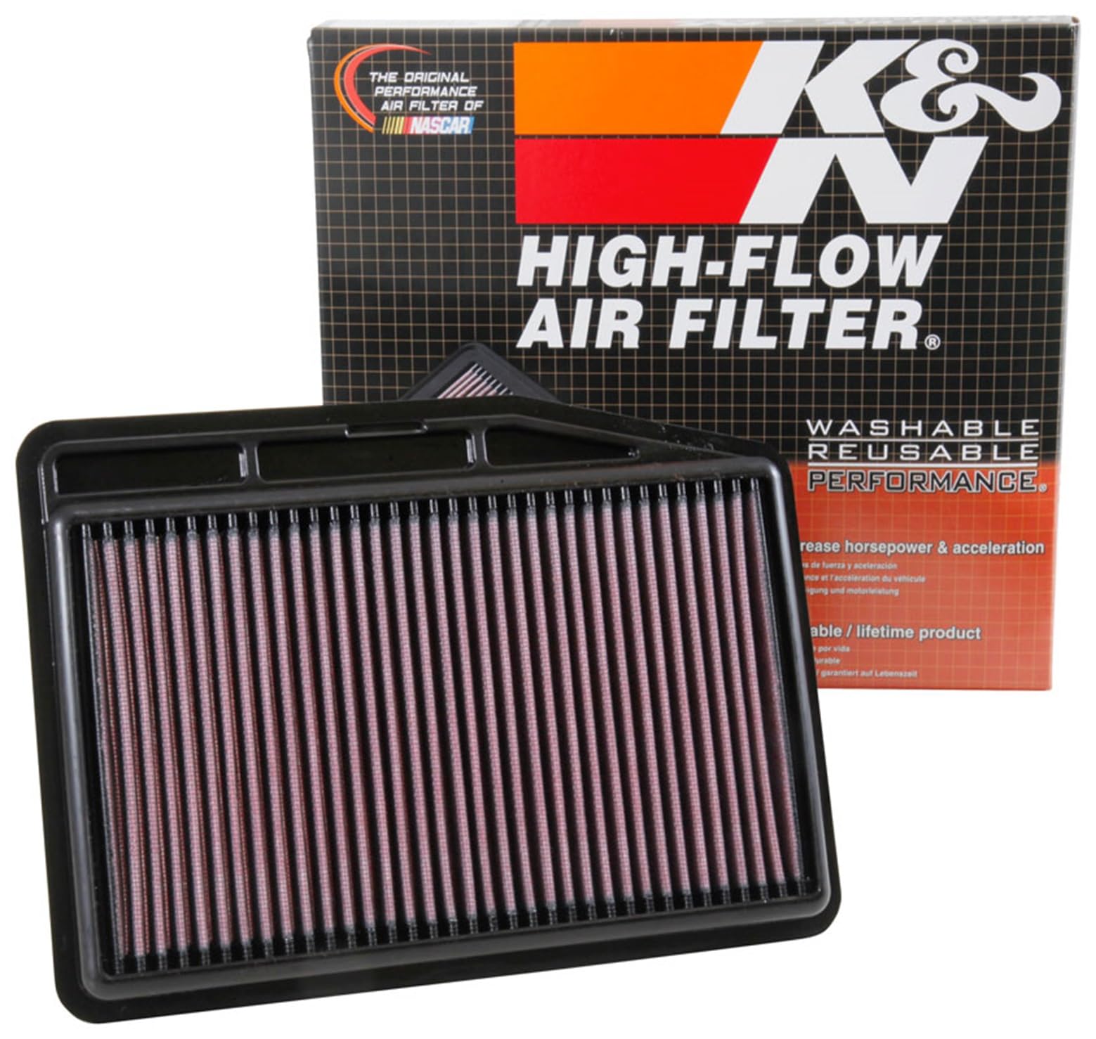 K&N Engine Air Filter: Replacement Car Air Filter, Washable, Clean Every 75,000 Miles, Reusable, Premium: Compatible with 2012-2015 KIA (K5), 33-3061