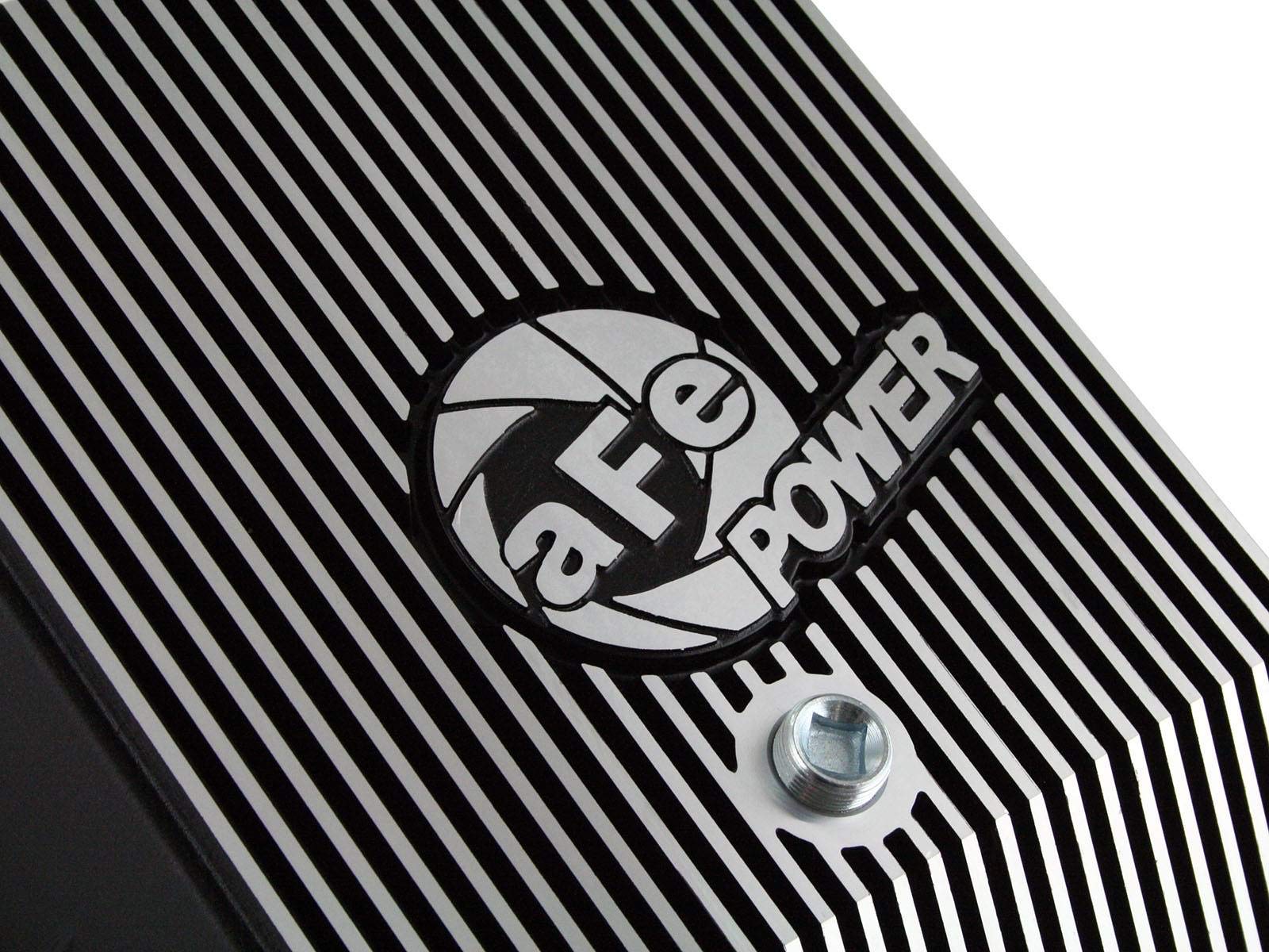 aFe 46-70122-1 Advance Flow Engineering Cov Trans Pan, Ford Dsl Trks 94-10 V8-7.3/6.0/6.4l Blk Machd Fins