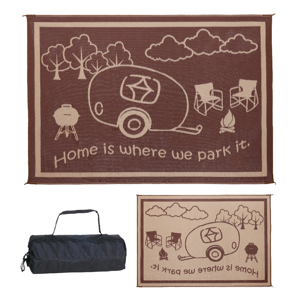 Ming's Mark Stylish RH8117 Reversible RV Home Mat - 8' x 11', Brown/Beige