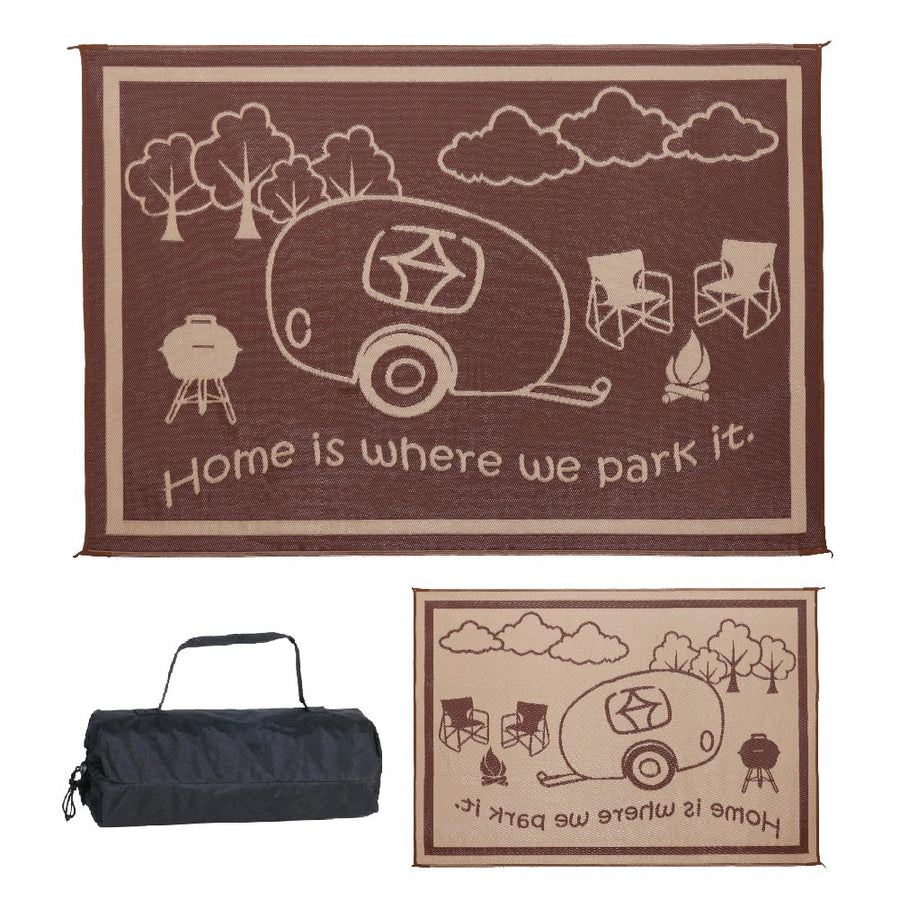 Ming's Mark Stylish RH8117 Reversible RV Home Mat - 8' x 11', Brown/Beige