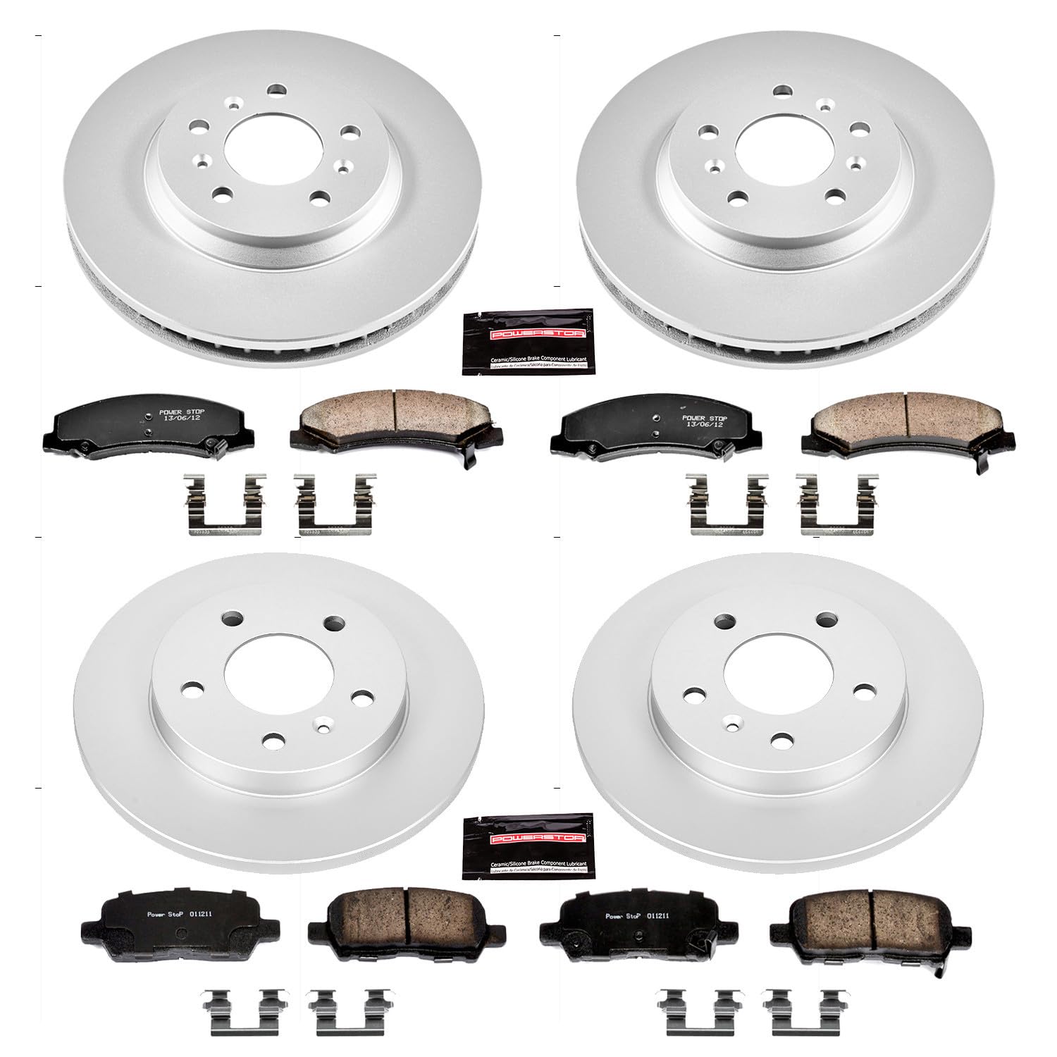 Power Stop CRK5504 Brake Rotor & Coated Ceramic Brake Pads- front & rear For Chevrolet Impala 2011-2013, Chevrolet Impala Limited 2014-2016 [Model Specific]