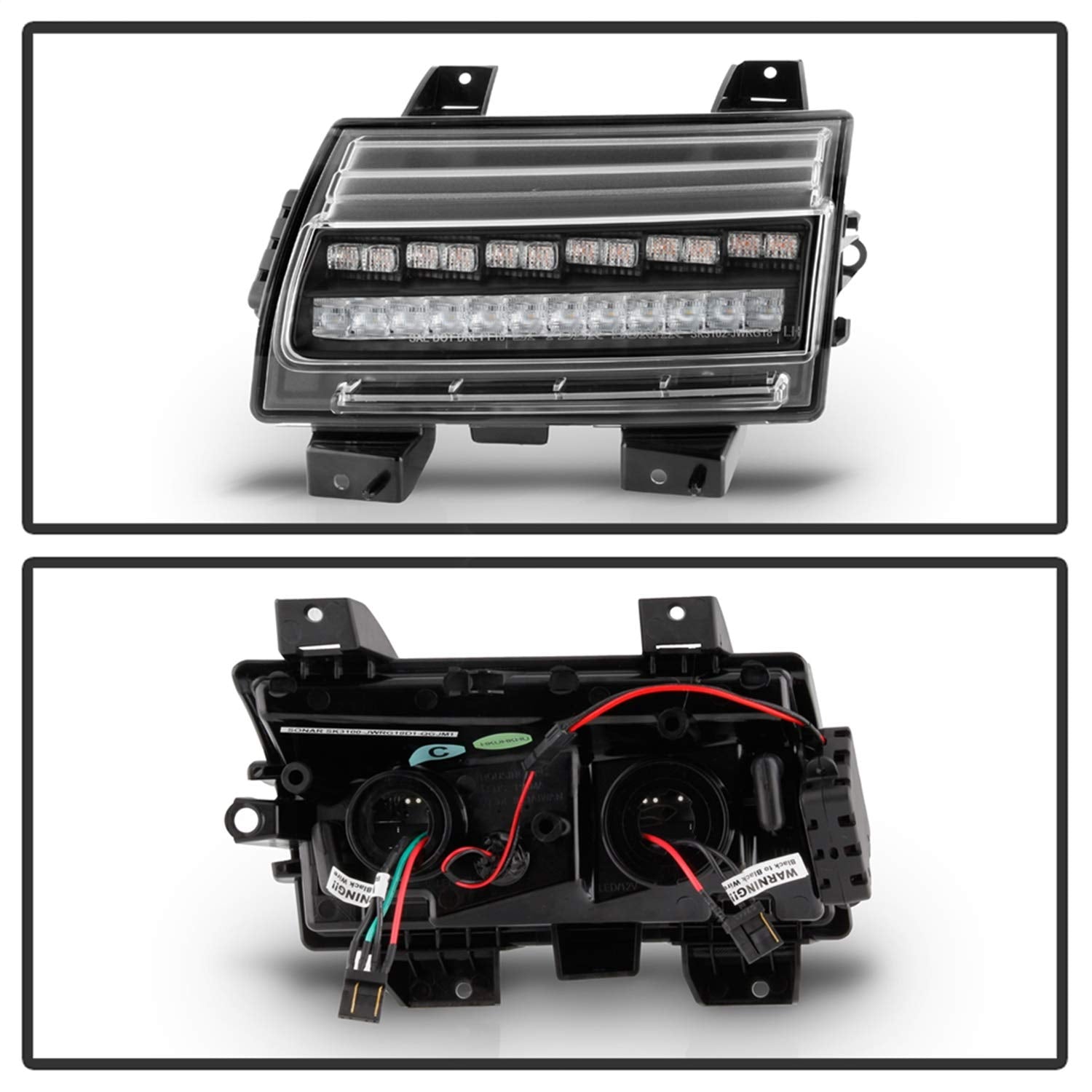 Jeep Wrangler 2018-2019 Spyder 5086785 ( Halogen Model Only Do Not Fit LED Model ) Full LED Front Bumper Lights - Sequential Signal - Black