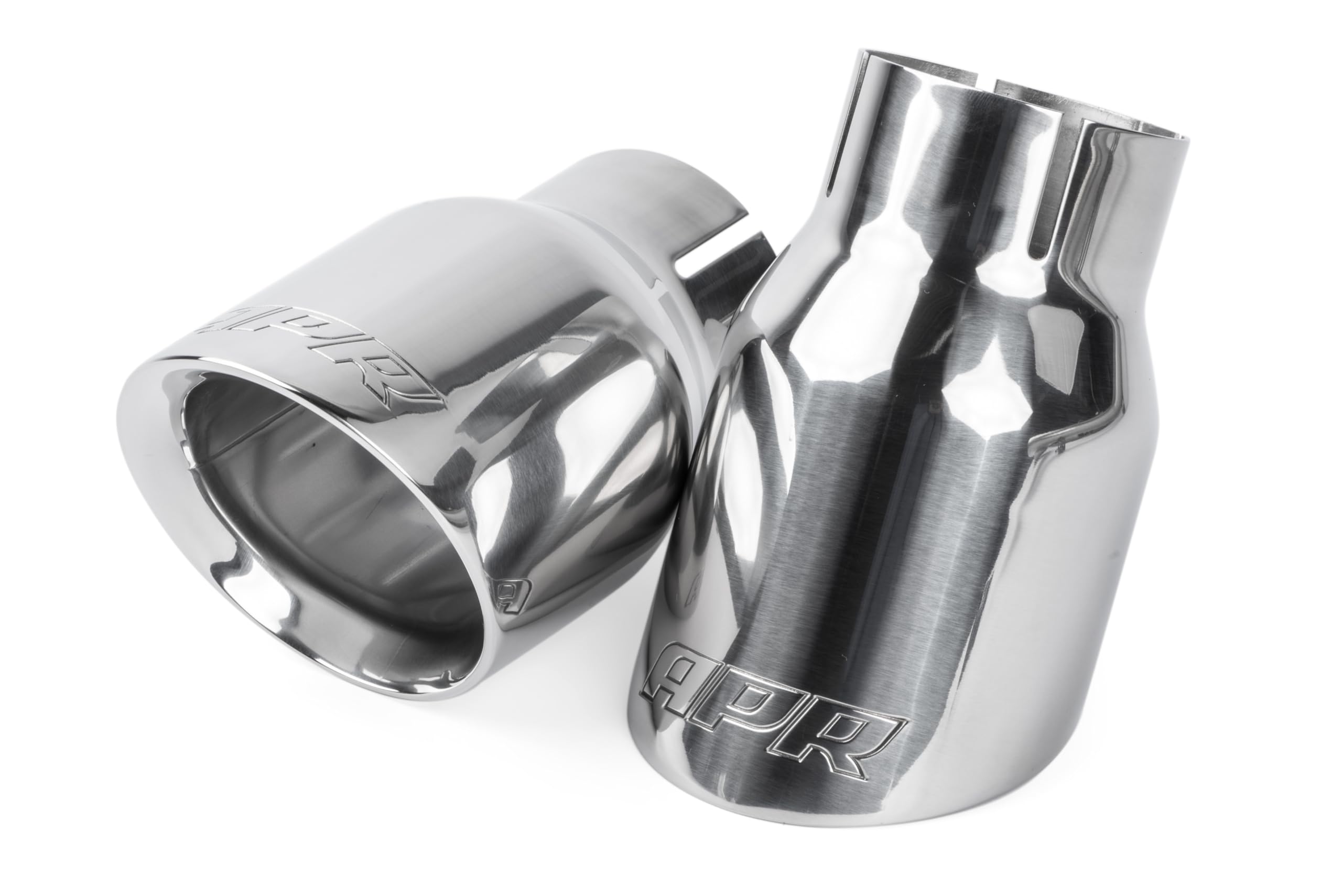 Double-Walled APR TPK0006 3.5 in. Slash-Cut Tips Polished Silver - Set of 2