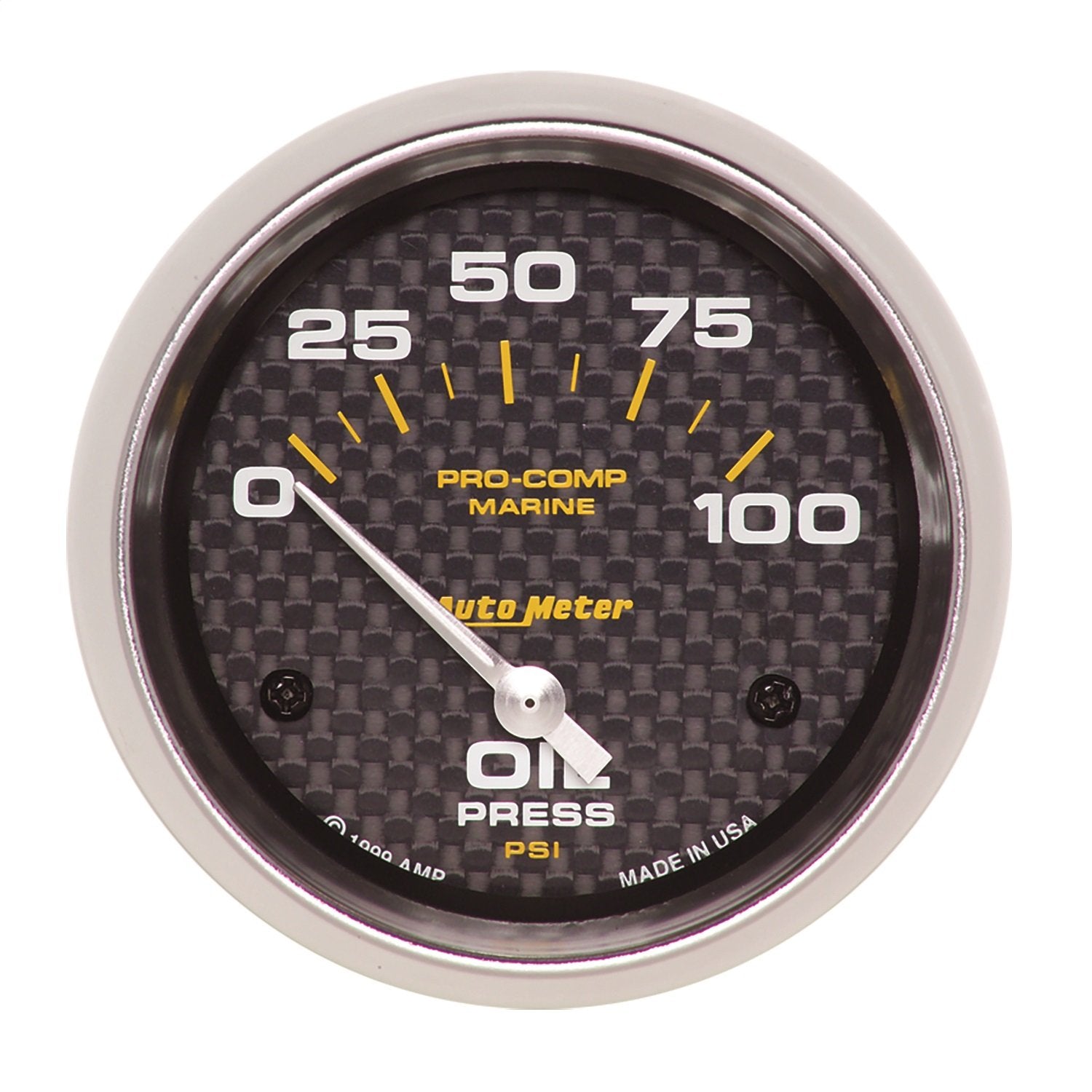 AutoMeter Oil Pressure Gauge, 2 5/8", 100Psi, Electric, Marine Carbon Fiber (200759-40), Multi