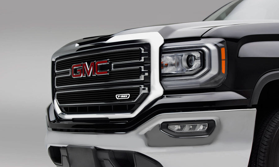 2016-2018 Sierra 1500 SLE T-Rex Grilles Laser Billet Grille, Black, 3 Pc, Overlay - PN #6212131