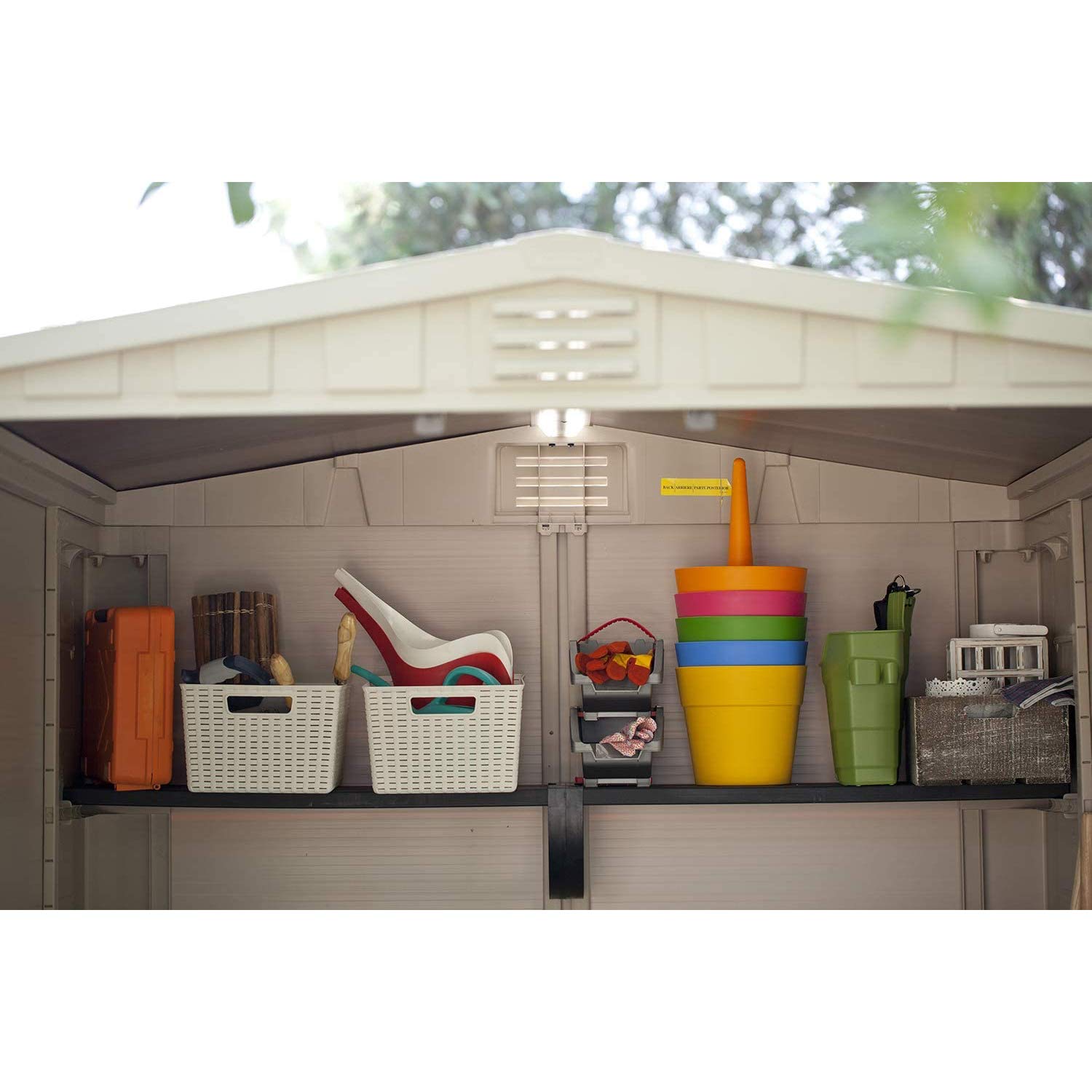 Factor Keter 6x6 Large Resin Outdoor Storage Shed for Patio Furniture, Lawn Mower, and Bike Storage