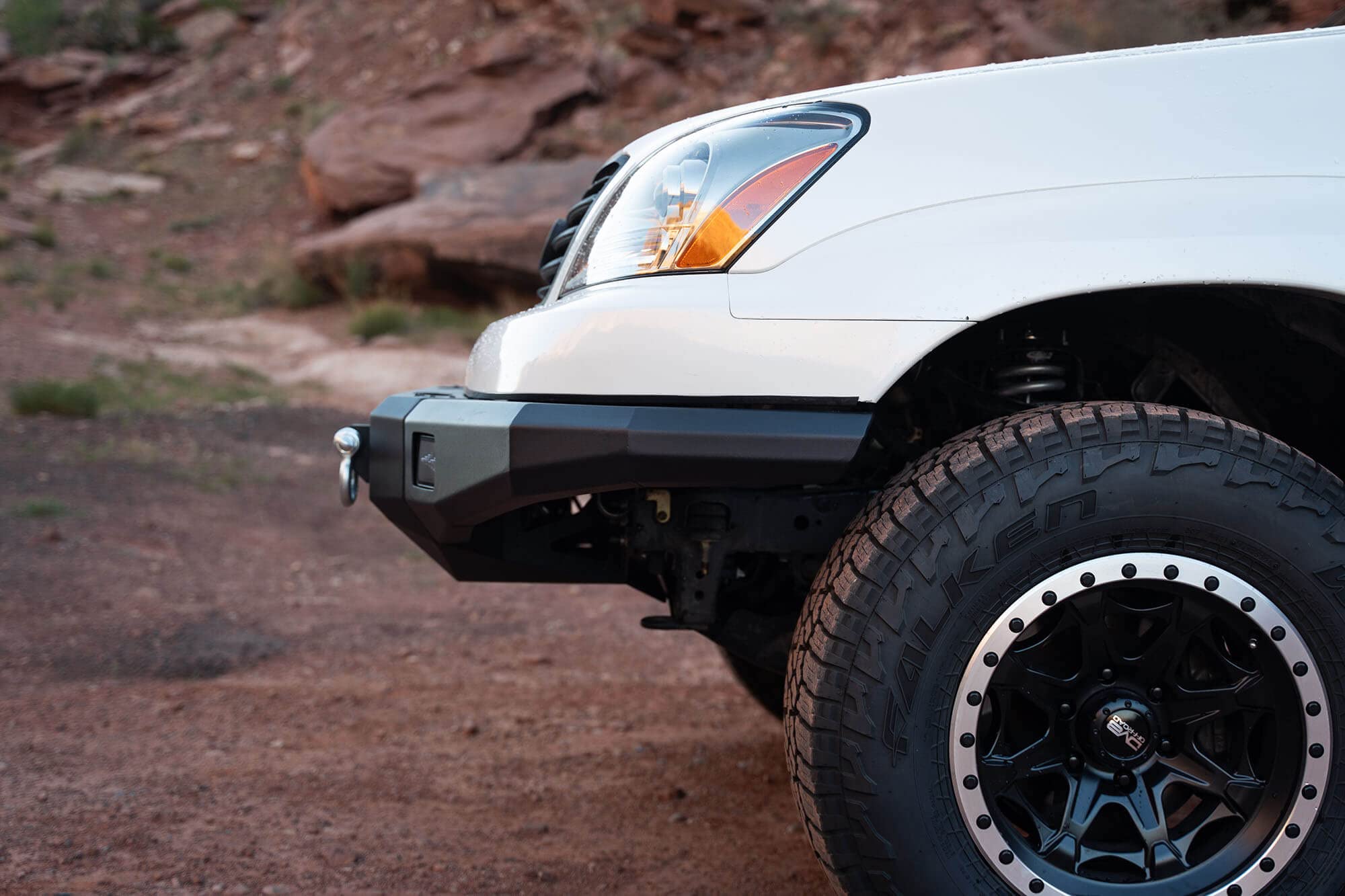 FBGX-02 | DV8 Offroad | MTO Series Winch Front Bumper for 2003-09 Lexus GX 470 | 3pc Modular Construction | Strategic Airflow Cutouts | Auxiliary Light Cutouts | Optional Bolt On Bull Bar
