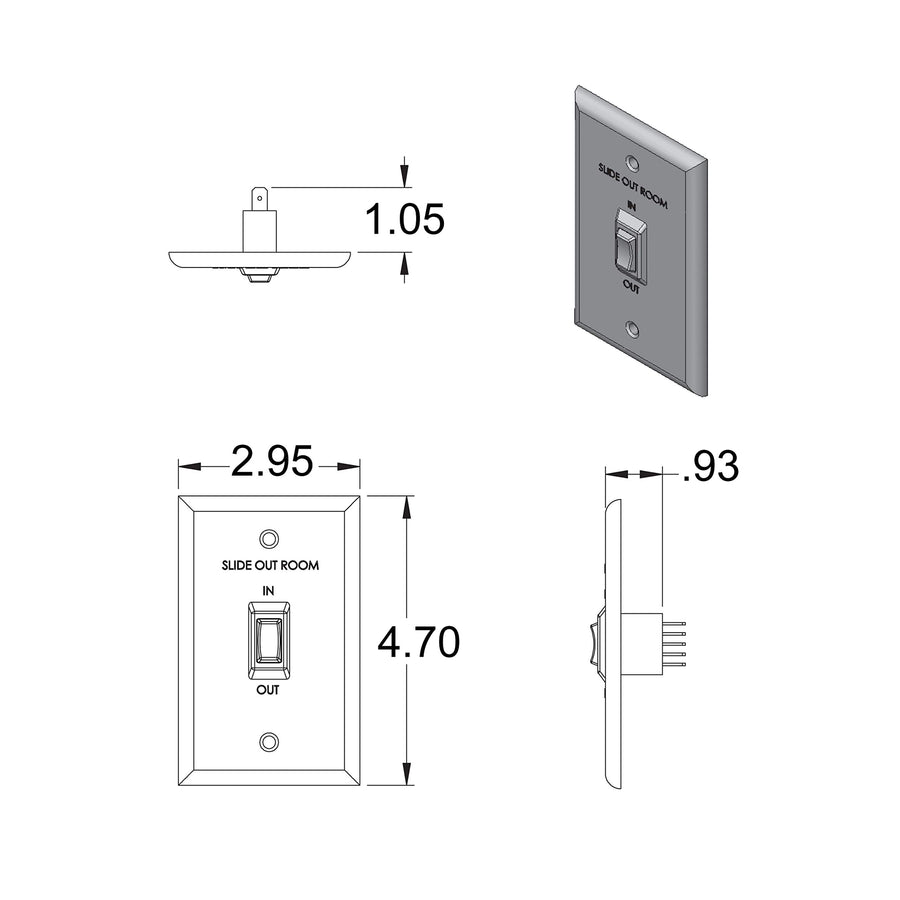 Hydraulic AP Products Interior Switch Black 014-225488