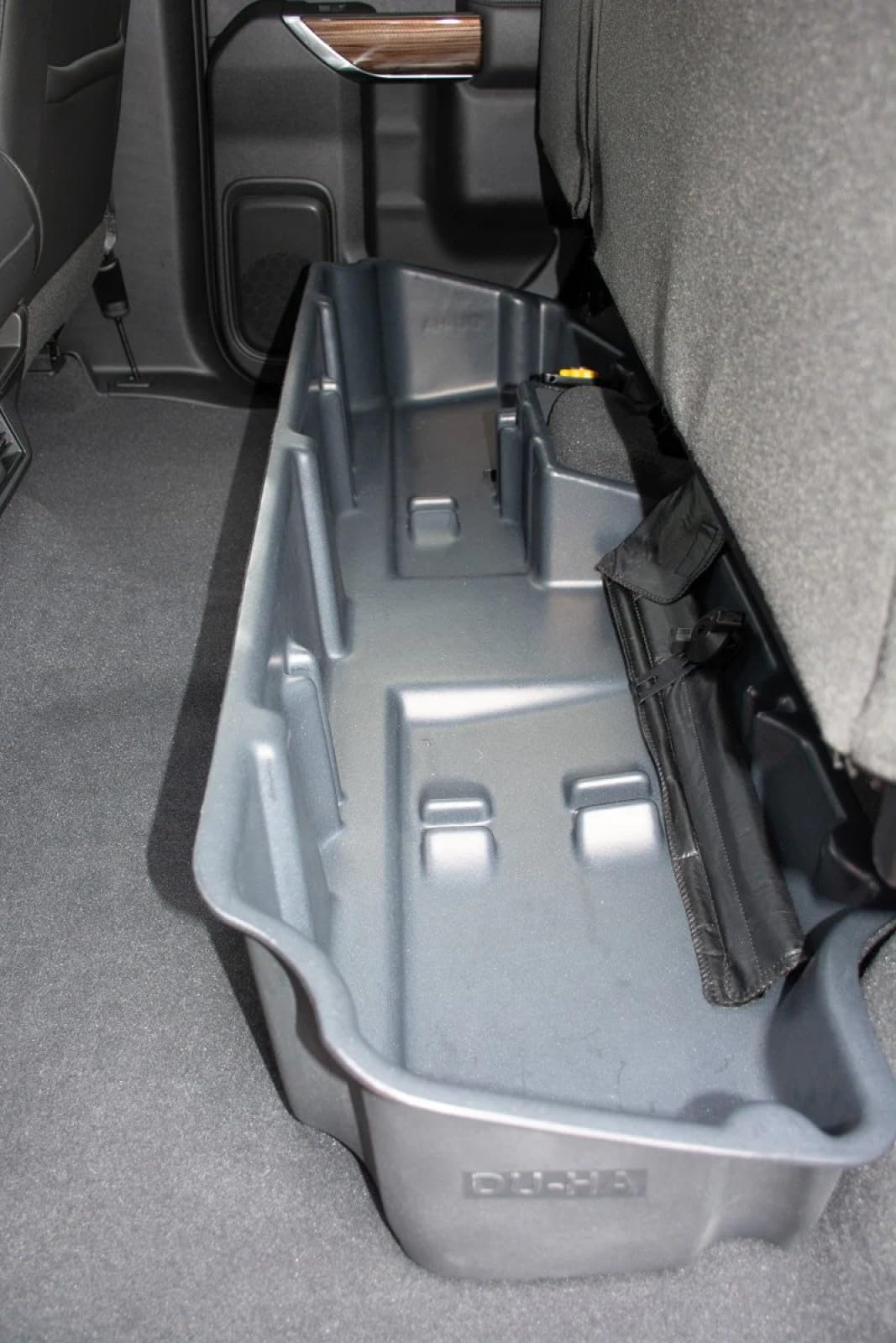 Under Seat Storage Du Ha 10421 fits 2019-2025 Chevy Silverado/GMC Sierra LD & 2020-2025 HD Double Cab | Brown Heavy-Duty Back Seat Organizer | Includes 2-Piece Dividers