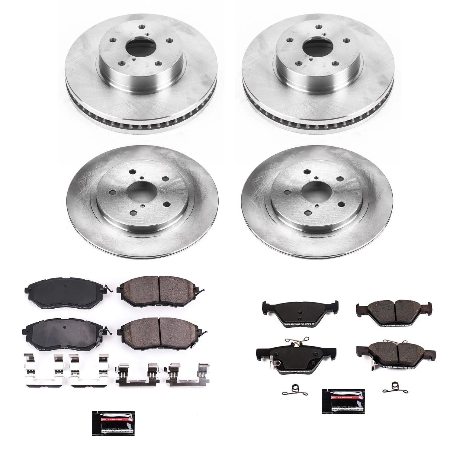 Power Stop KOE8405 Replacement Brake Kit-OE Front and Rear Brake Rotors & Ceramic Pads For Subaru Legacy 2015 [Model Specific]