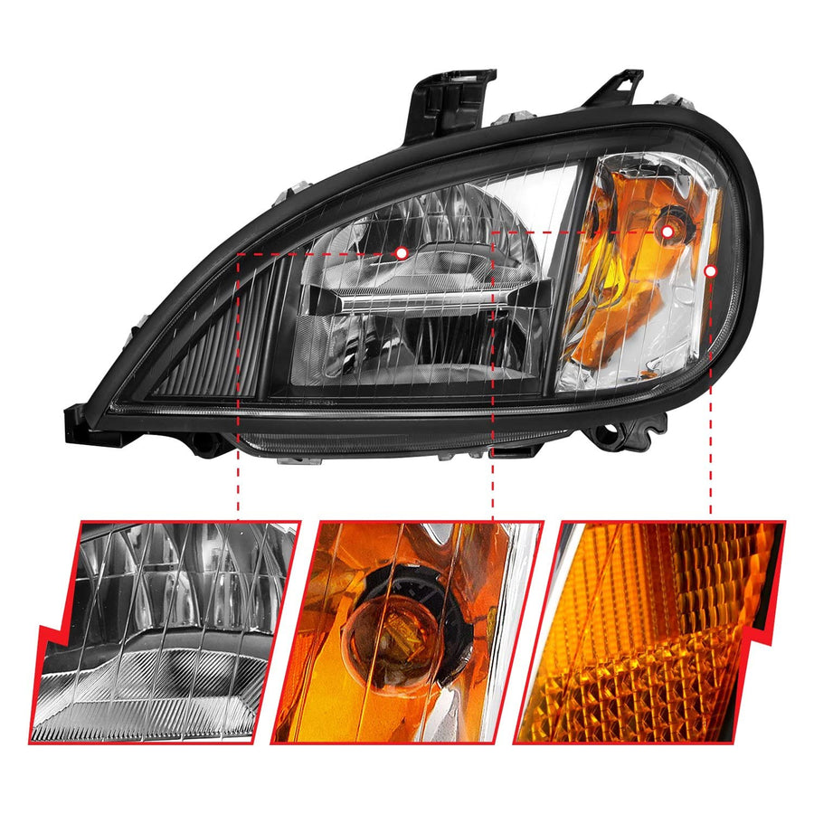 1996-2013 Freightliner Columbia Anzo USA LED Crystal Headlights Black Housing w/Clear Lens (Pair) (131028)