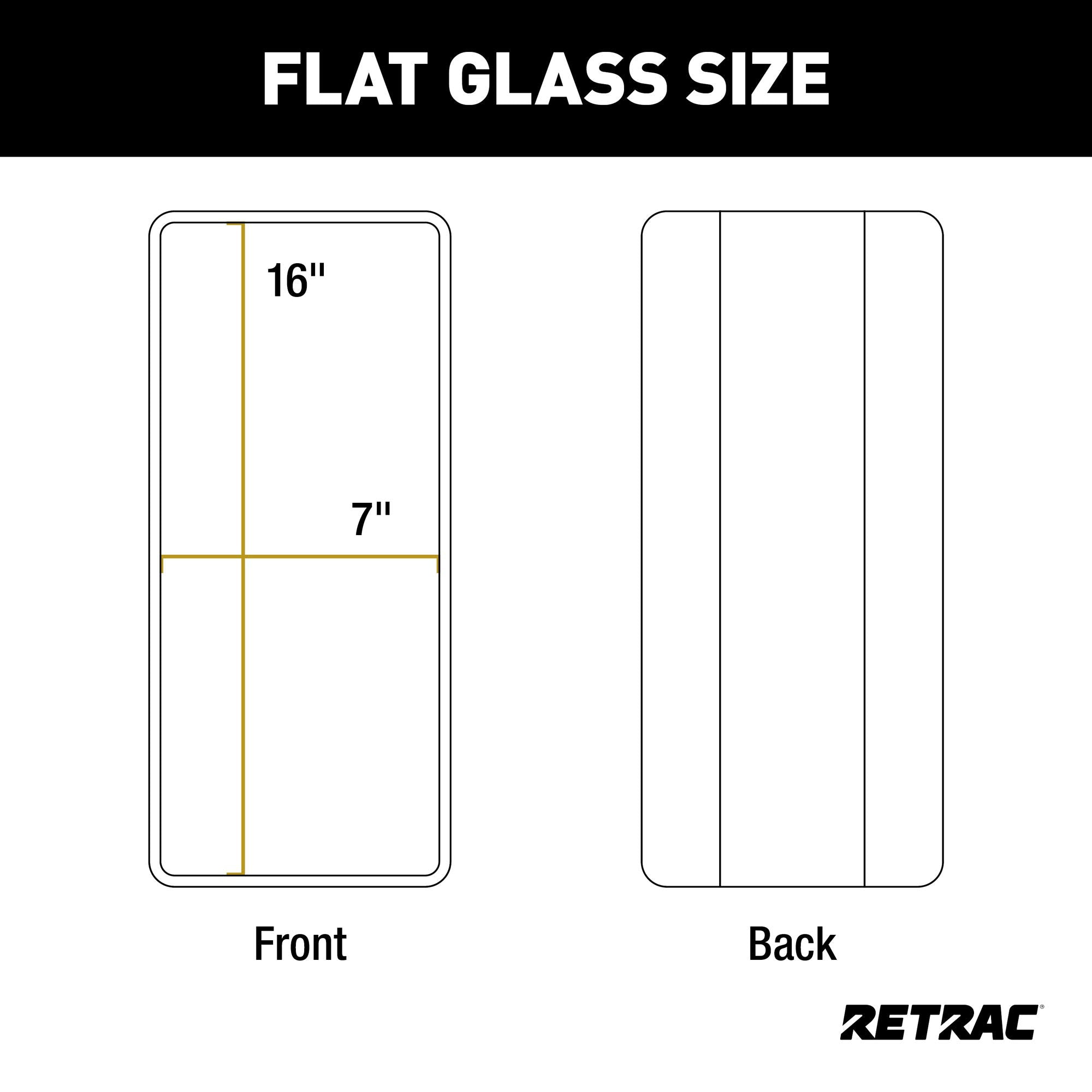 601272 RETRAC 7 x 16-Inch Stainless Steel Rounded Angle-Back West Coast Mirror Head, Universal Driver or Passenger Side